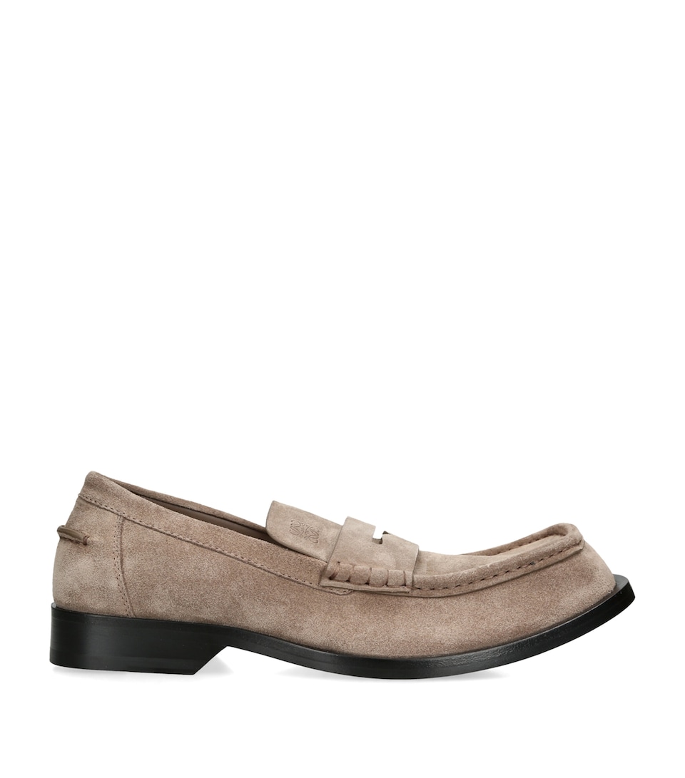 LOEWE Suede Bobine Loafers Taupe