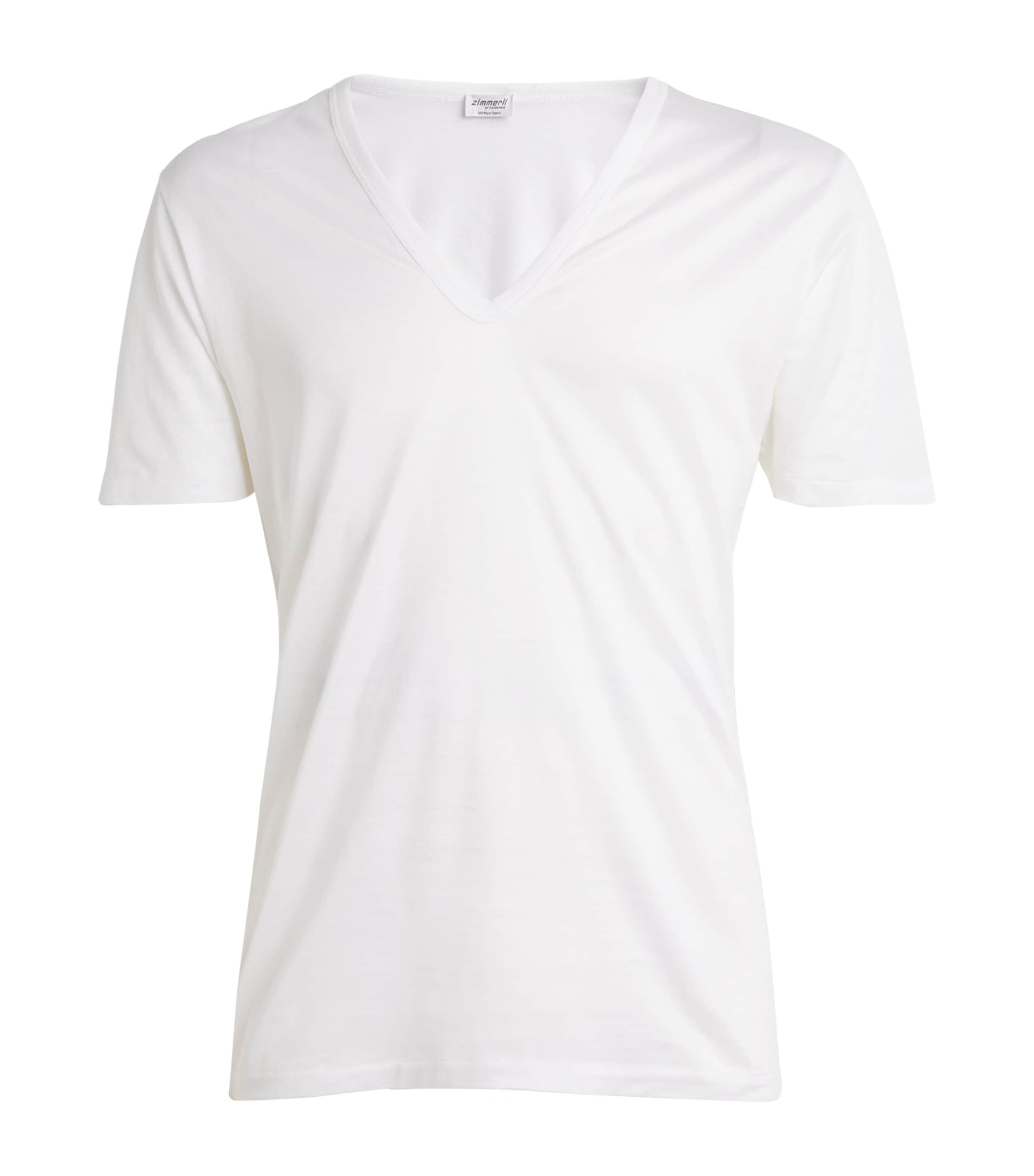 Zimmerli Mens Cotton V-Neck T-Shirt White