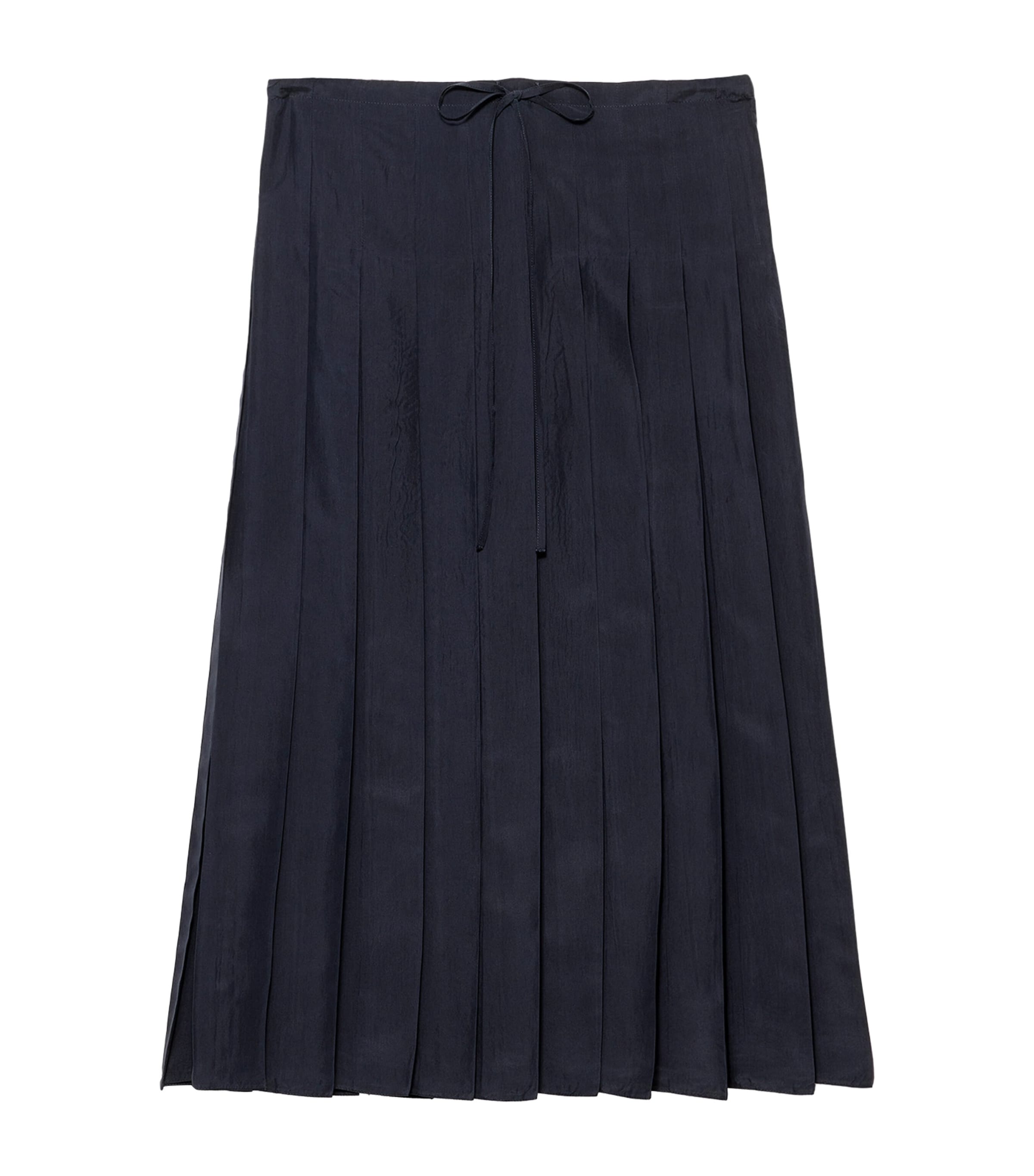 Prada Womens Silk Pleated Midi Skirt
