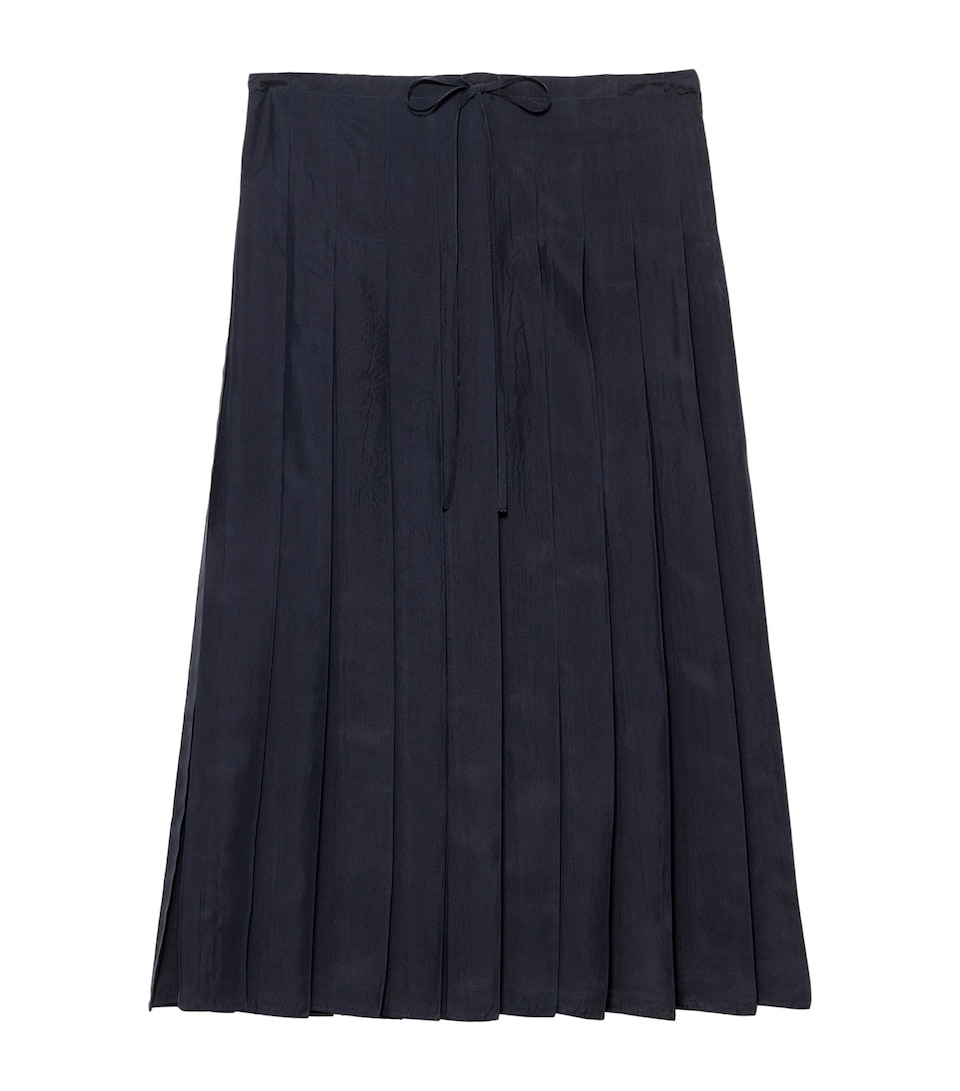 Prada Womens Silk Pleated Midi Skirt