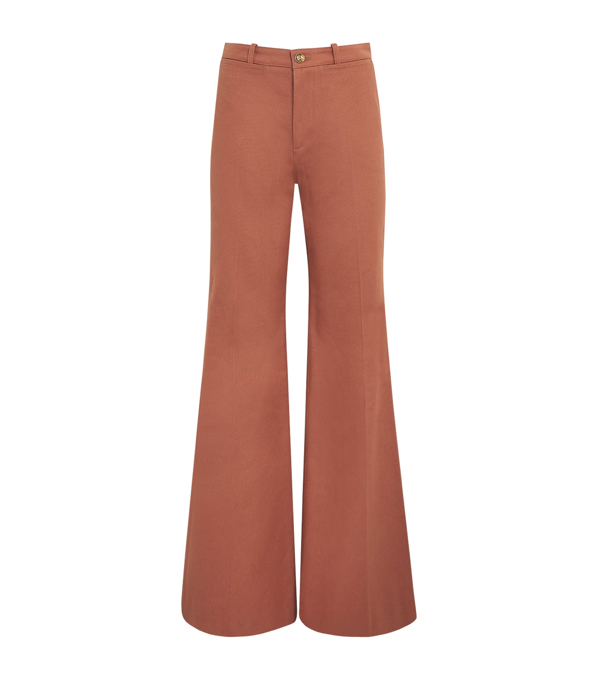 Chloé Womens Cotton Canvas Flared Trousers Nougat