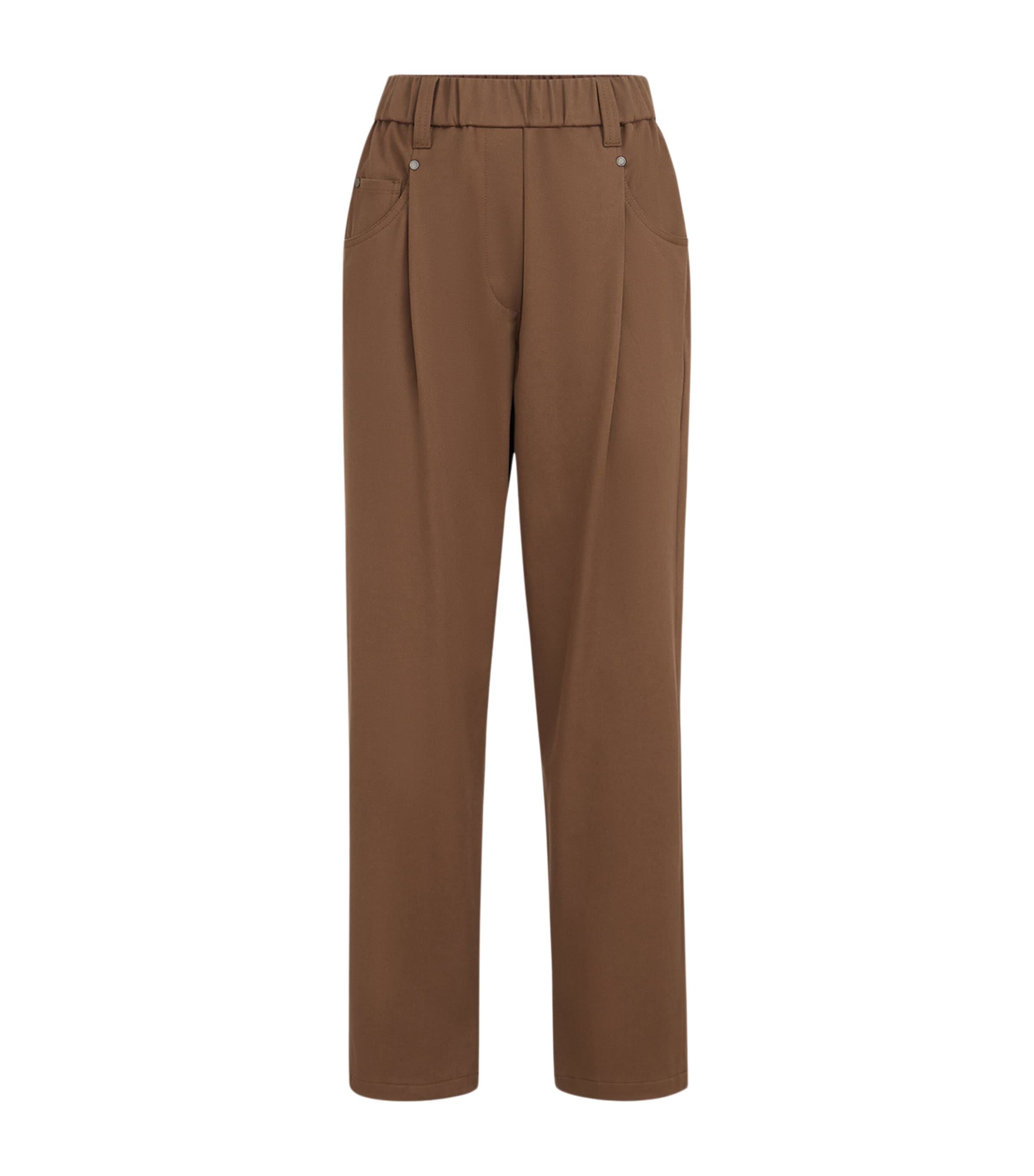 Brunello Cucinelli Womens Stretch-Cotton Pleated Trousers