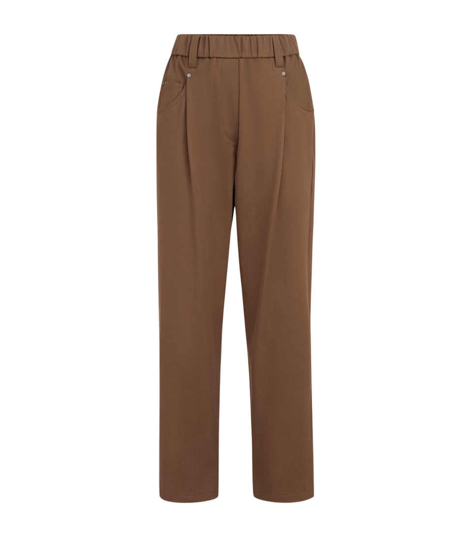 Brunello Cucinelli Womens Stretch-Cotton Pleated Trousers
