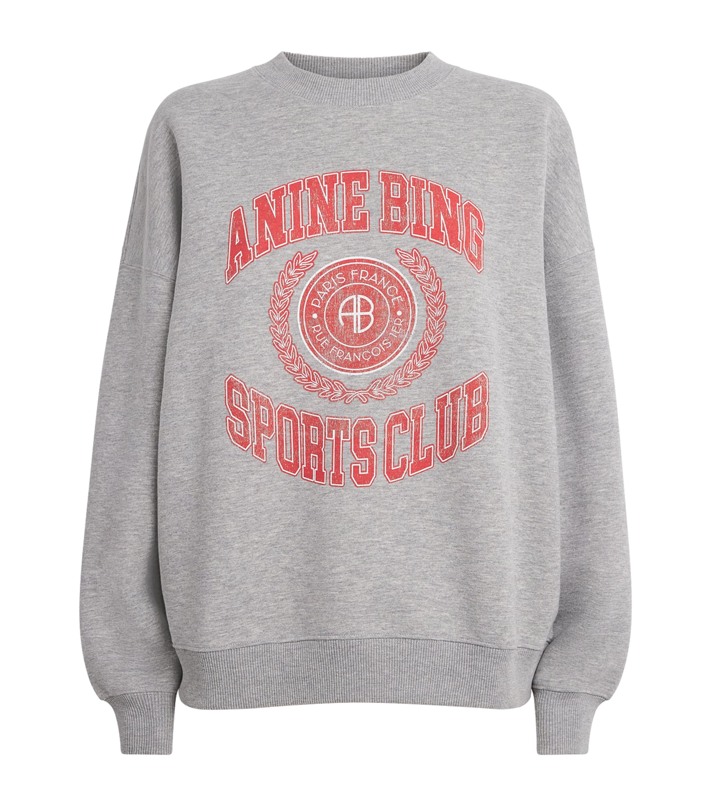 ANINE BING Womens Oversized Miles Collegiate Sweatshirt Grey
