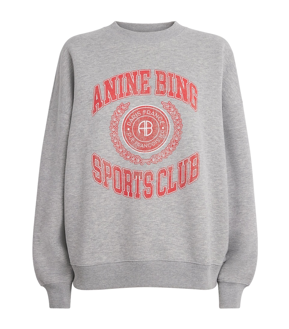 ANINE BING Womens Oversized Miles Collegiate Sweatshirt Grey