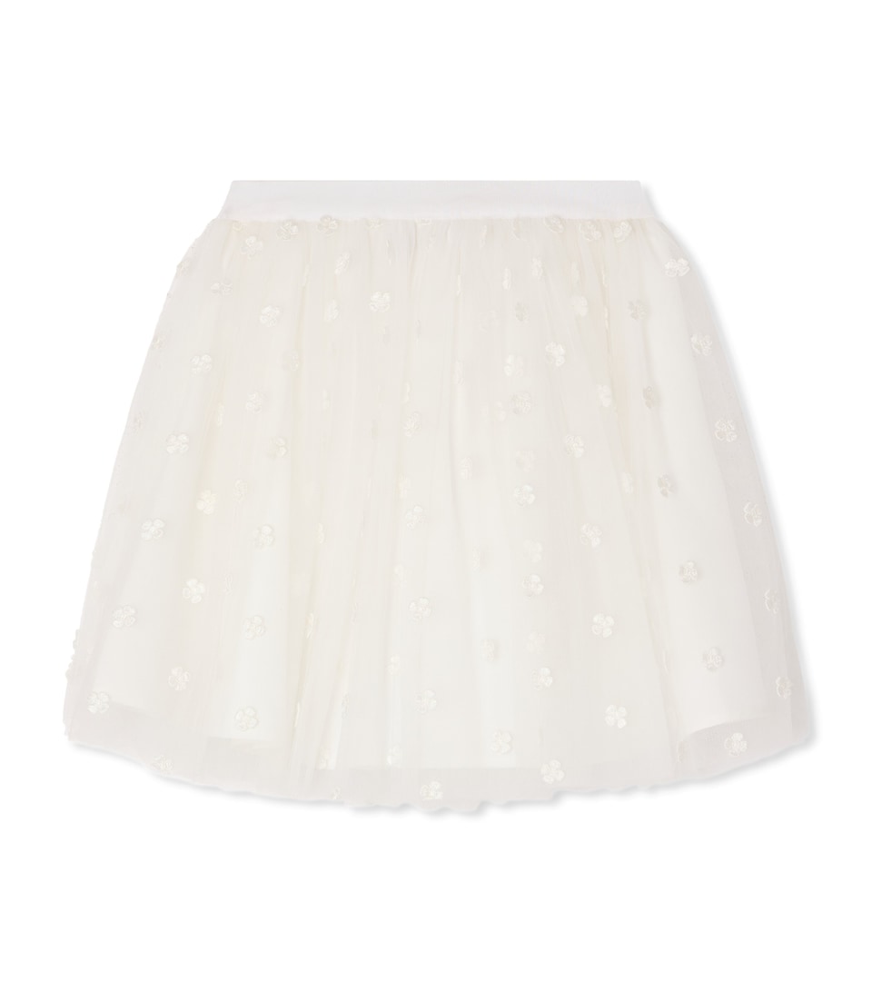 Bonpoint Cotton Tulle Skirt (10-14 Years) Blanc Naturel