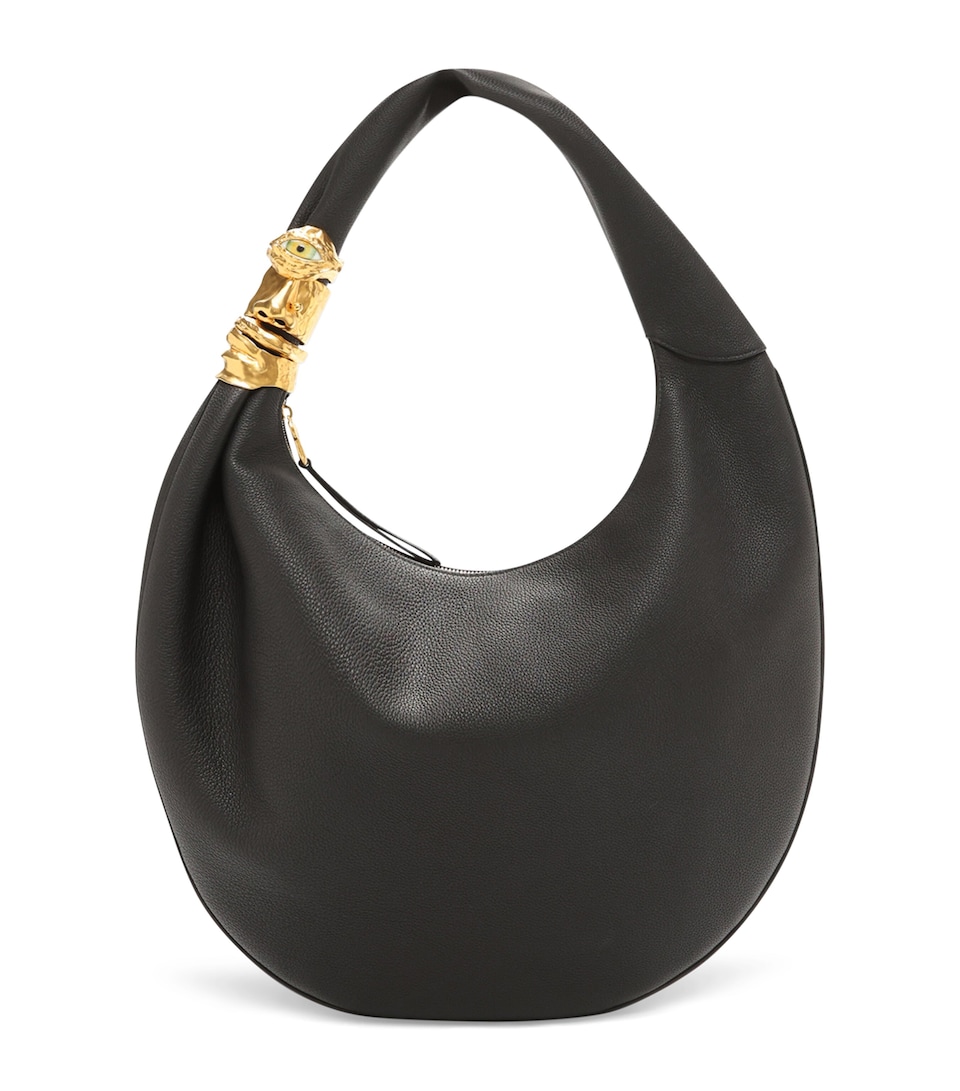 Schiaparelli Large Leather Soufflé Baguette Shoulder Bag Black