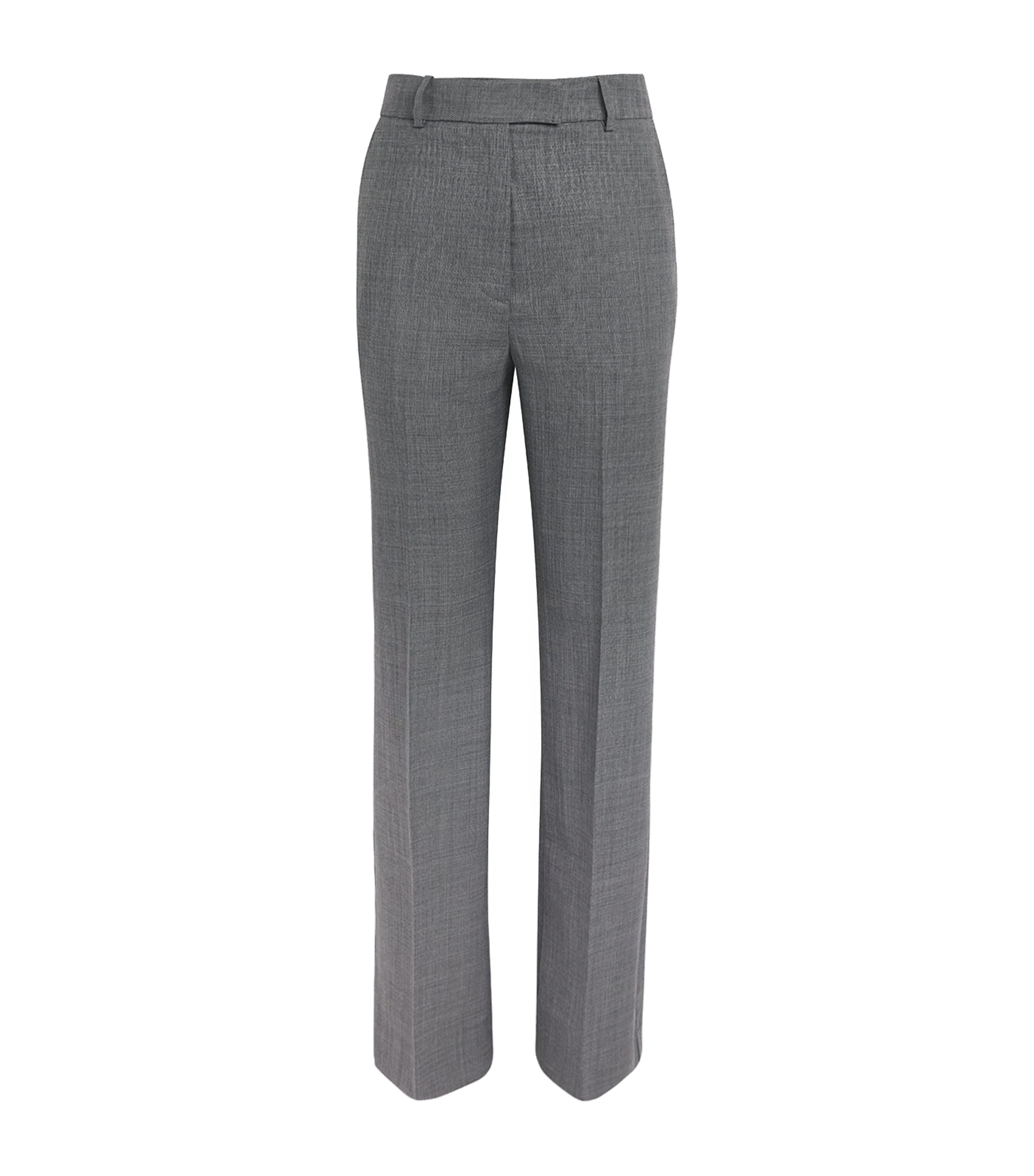 GANNI Womens Wool-Blend Straight Trousers Phantom