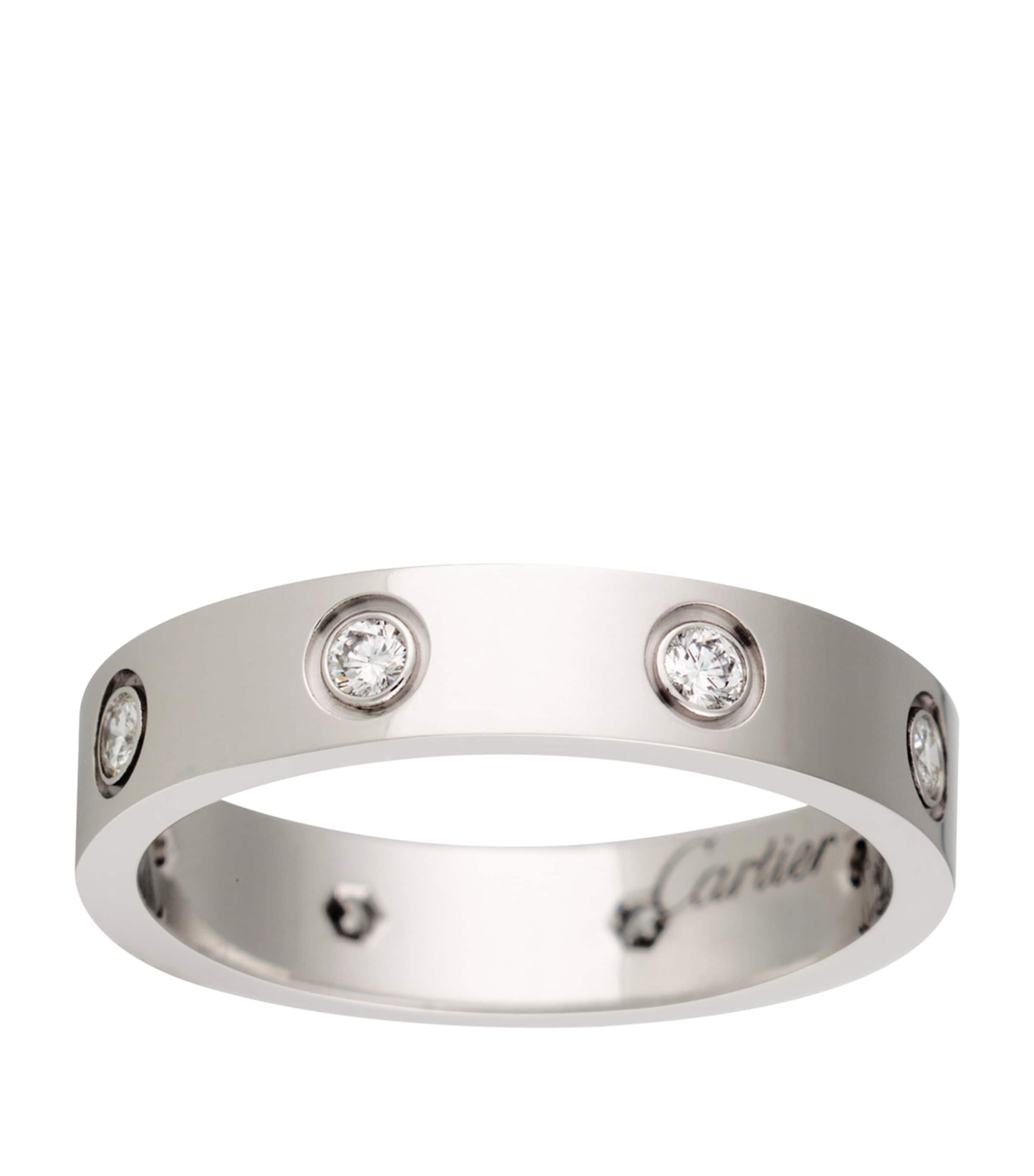 White Gold and Diamond LOVE Wedding Band