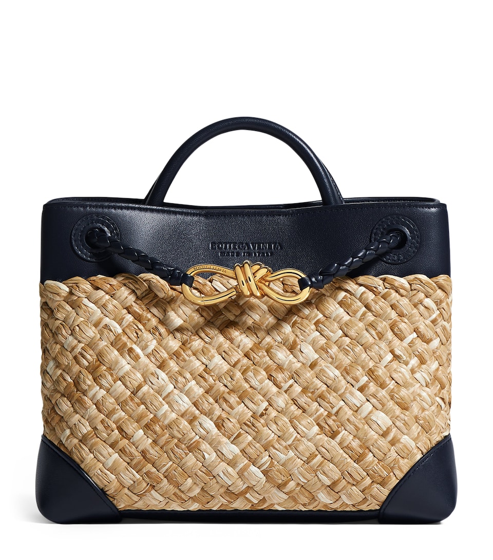 Bottega Veneta Womens Small Raffia Andiamo Top-Handle Bag
