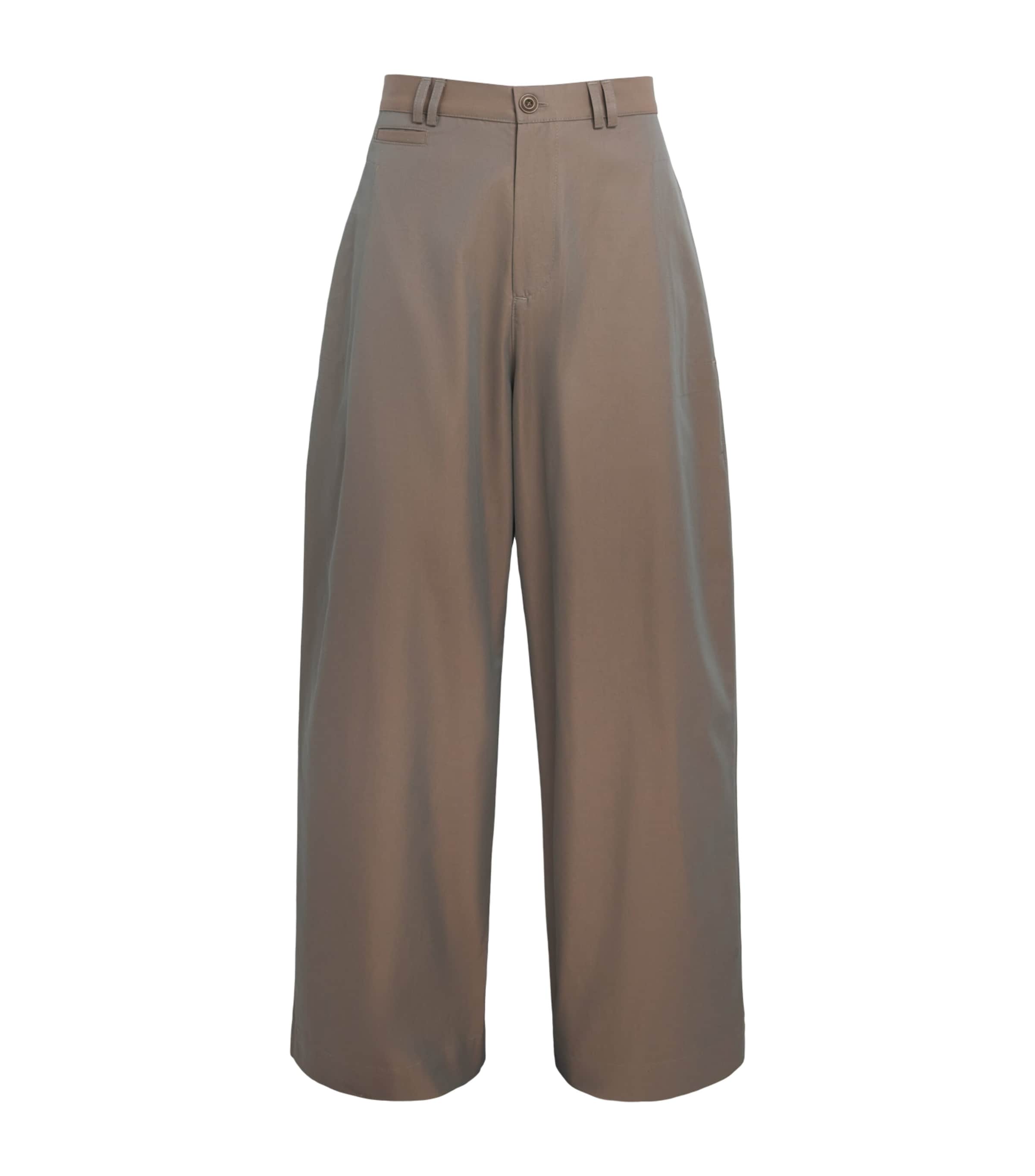 Sage Nation Mens Bebington Wide-Leg Trousers Tropical Taupe