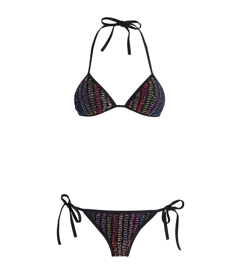 Sequin-Embellished Tie Bikini