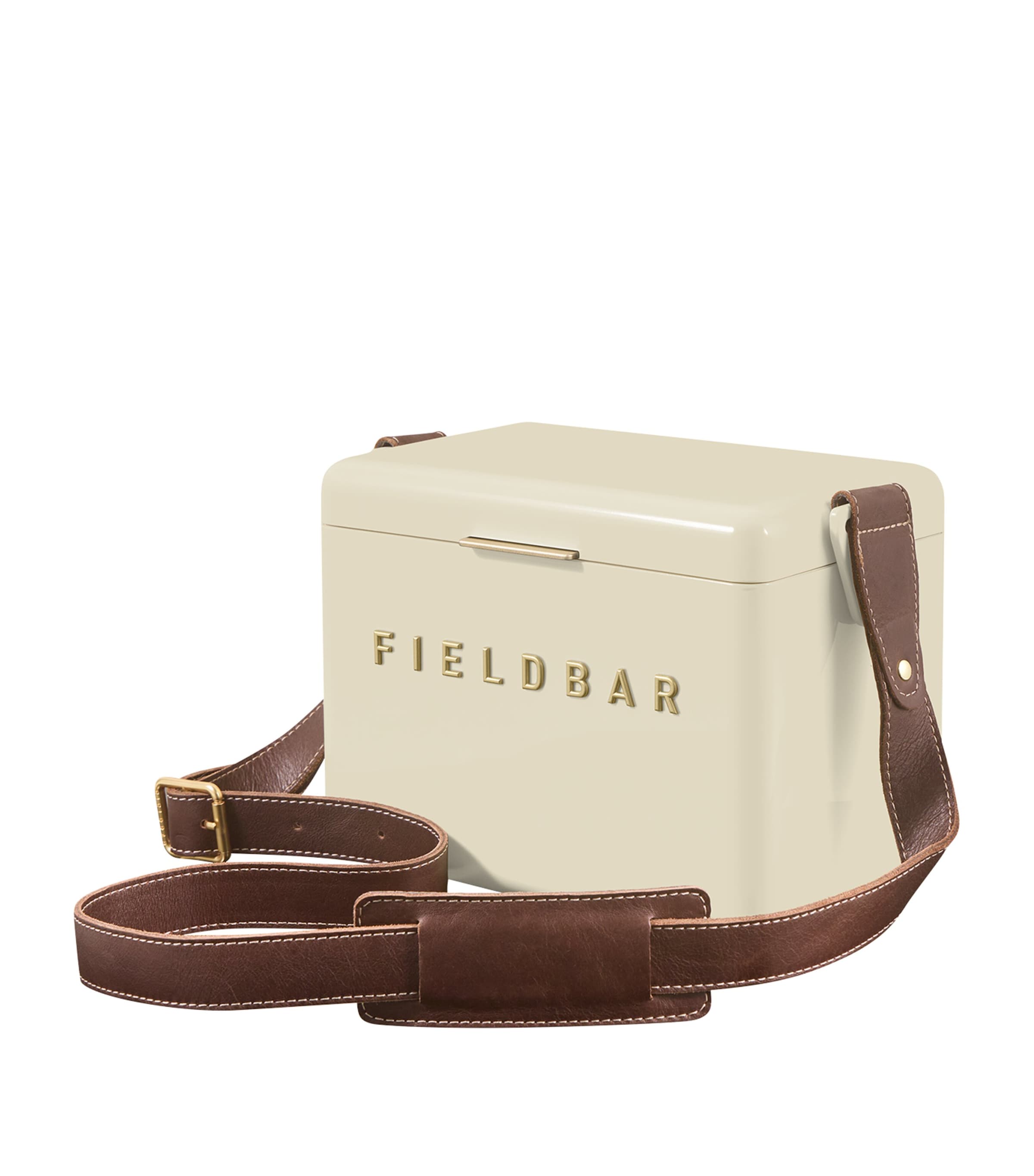 Fieldbar Mini Bar Cooler Box with Leather Sling (4L) White