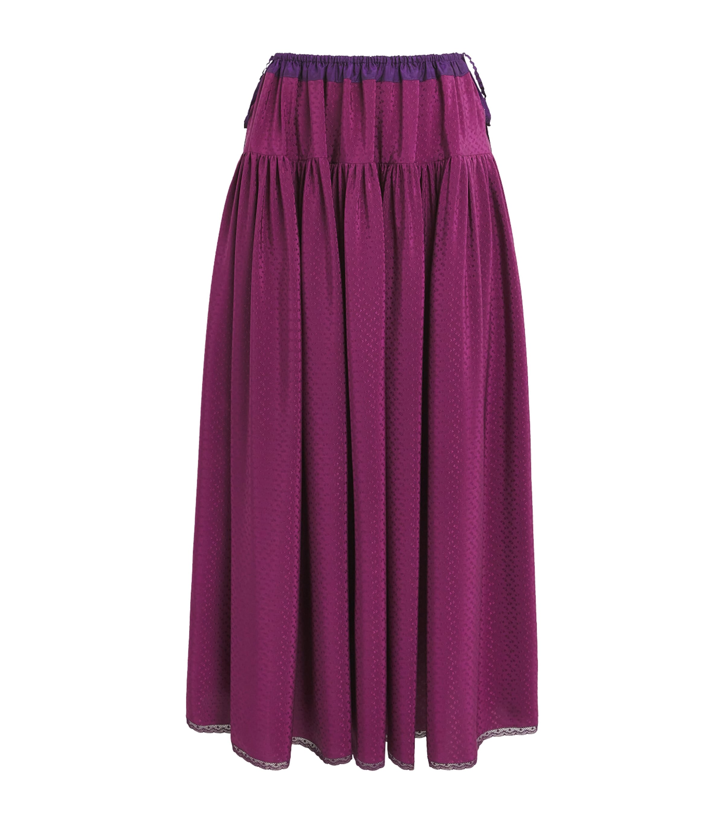 Chloé Womens Organic Silk Floral Jacquard Maxi Skirt Real Purple