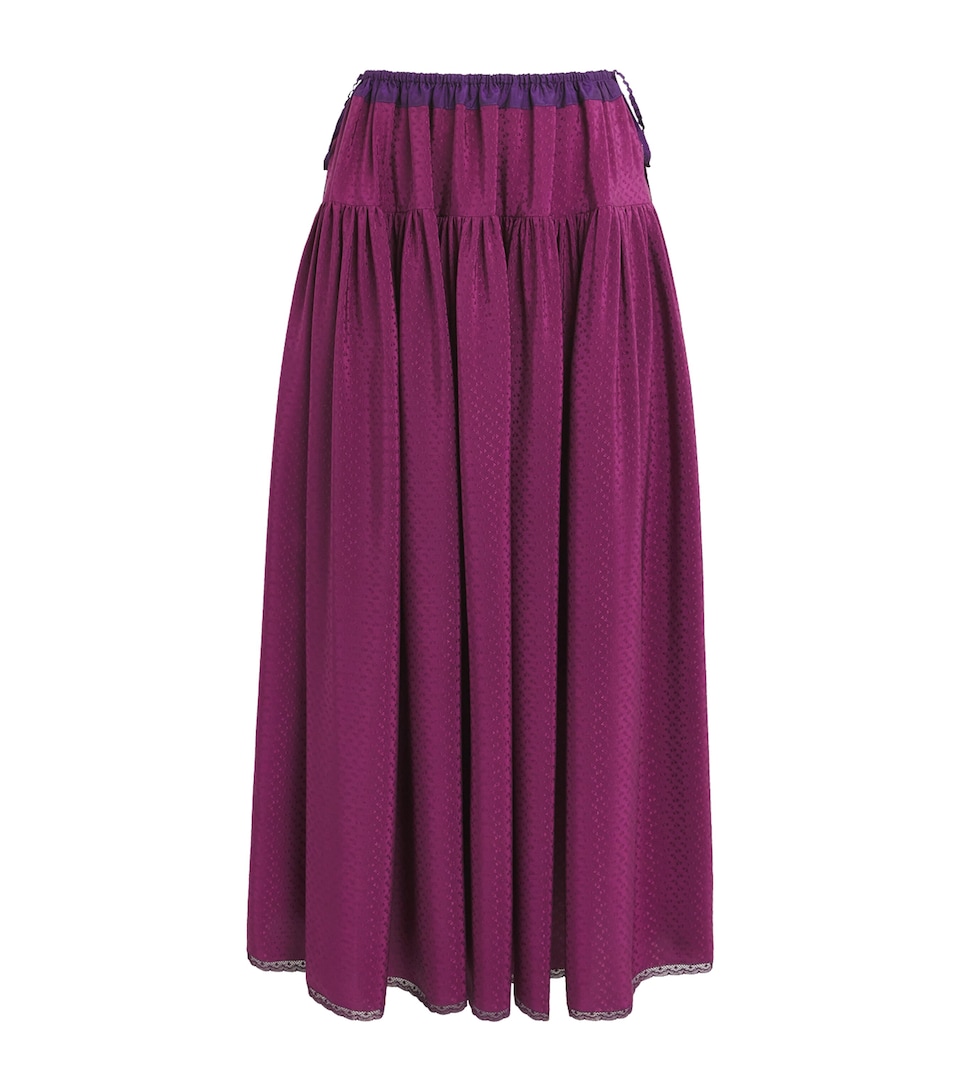Chloé Womens Organic Silk Floral Jacquard Maxi Skirt Real Purple