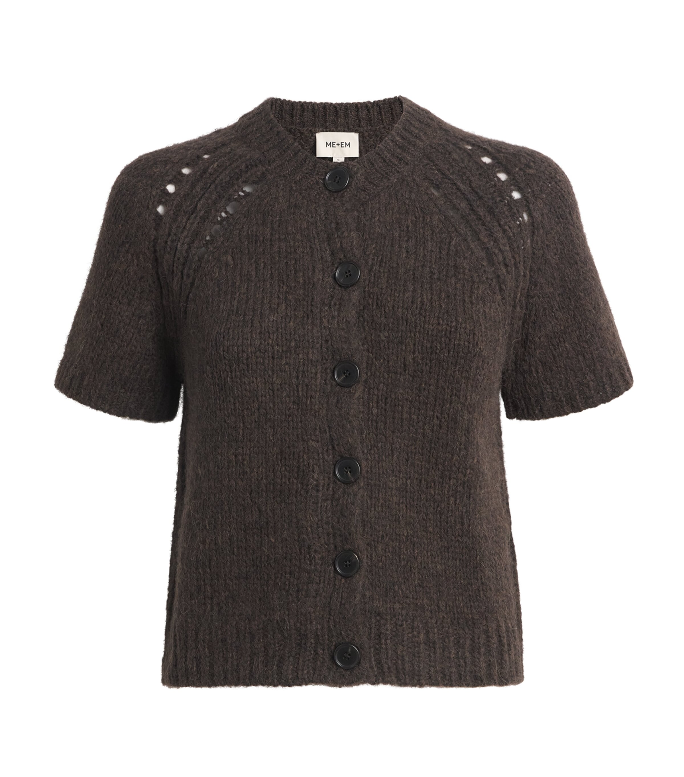 ME+EM Womens Alpaca-Blend Cardigan Chocolate Melange