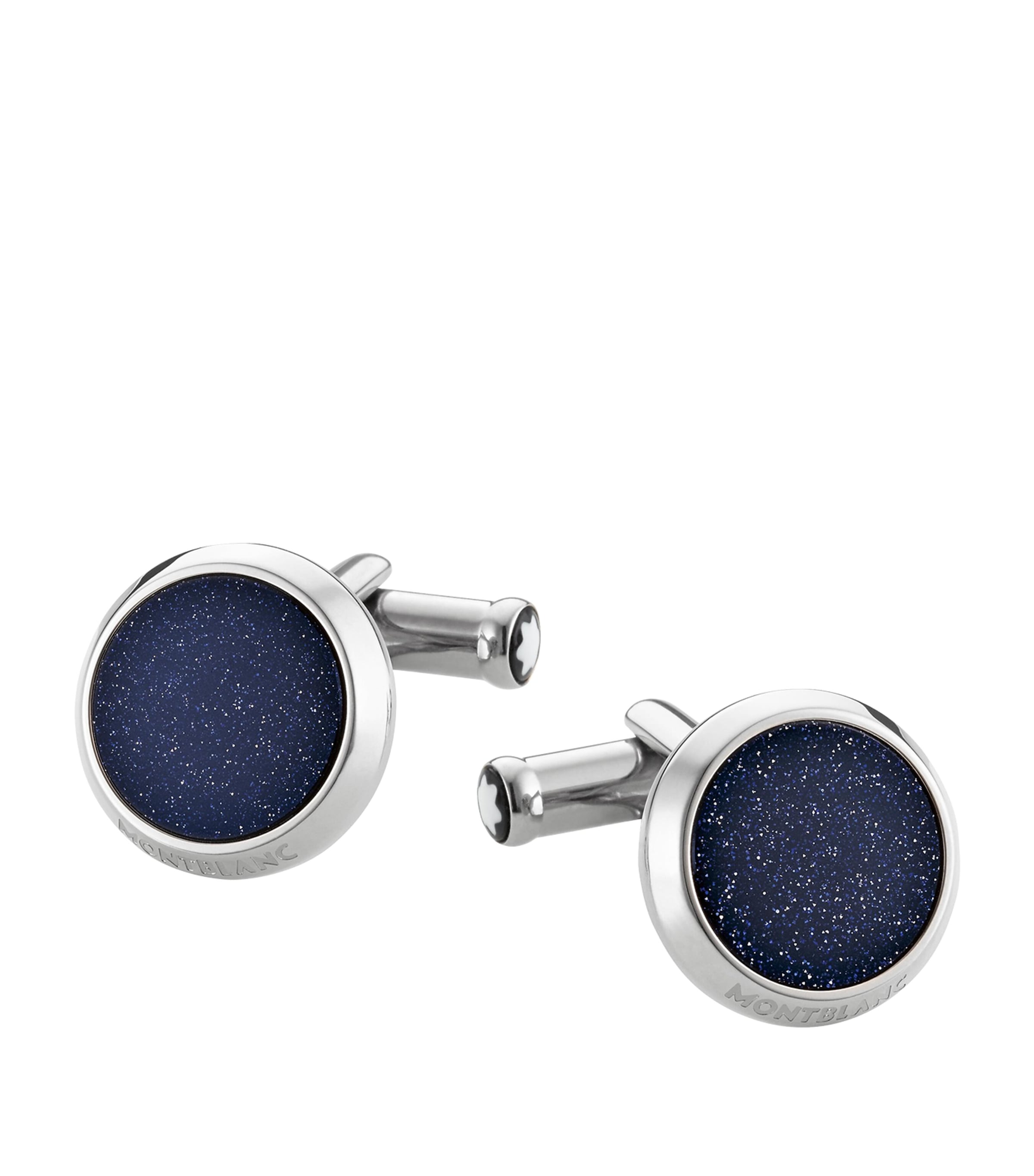 Stainless Steel and Blue Goldstone Meisterstück Cufflinks