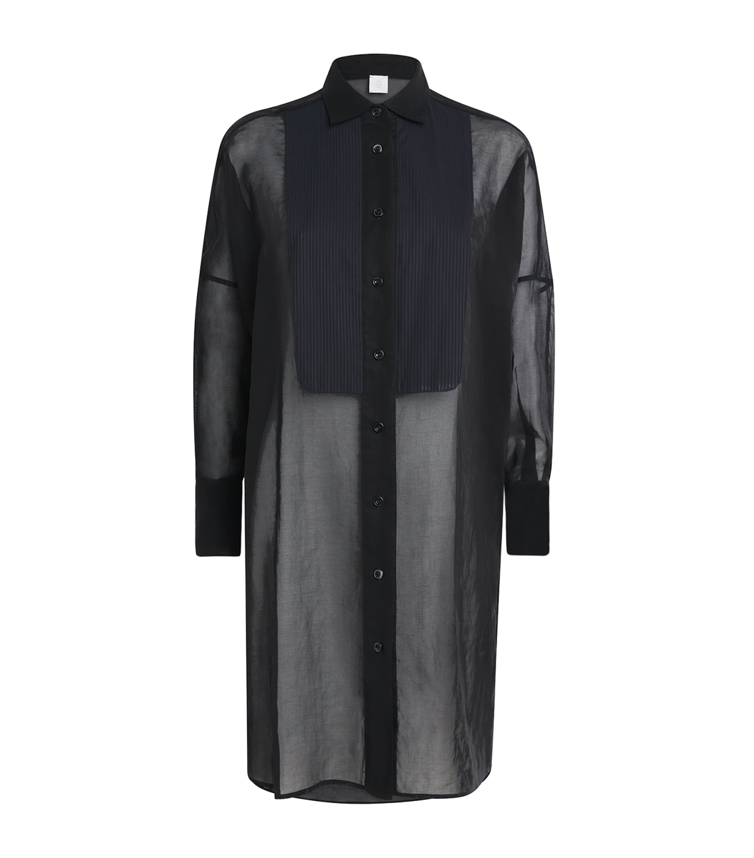 Eleventy Womens Cotton Longline Dress Shirt Nero