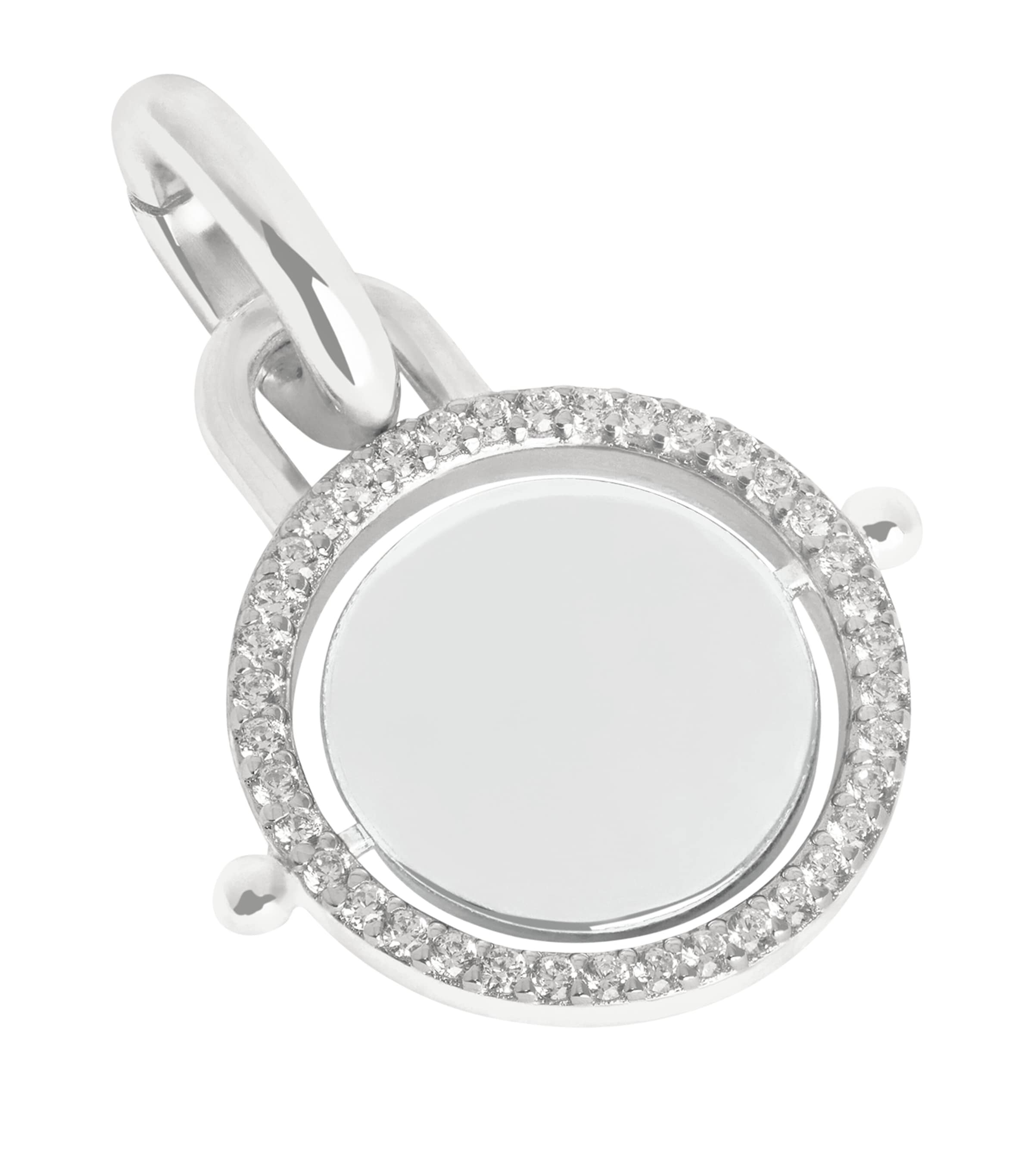 Rhodium-Plated Pavé Spinning Coin Clip Charm