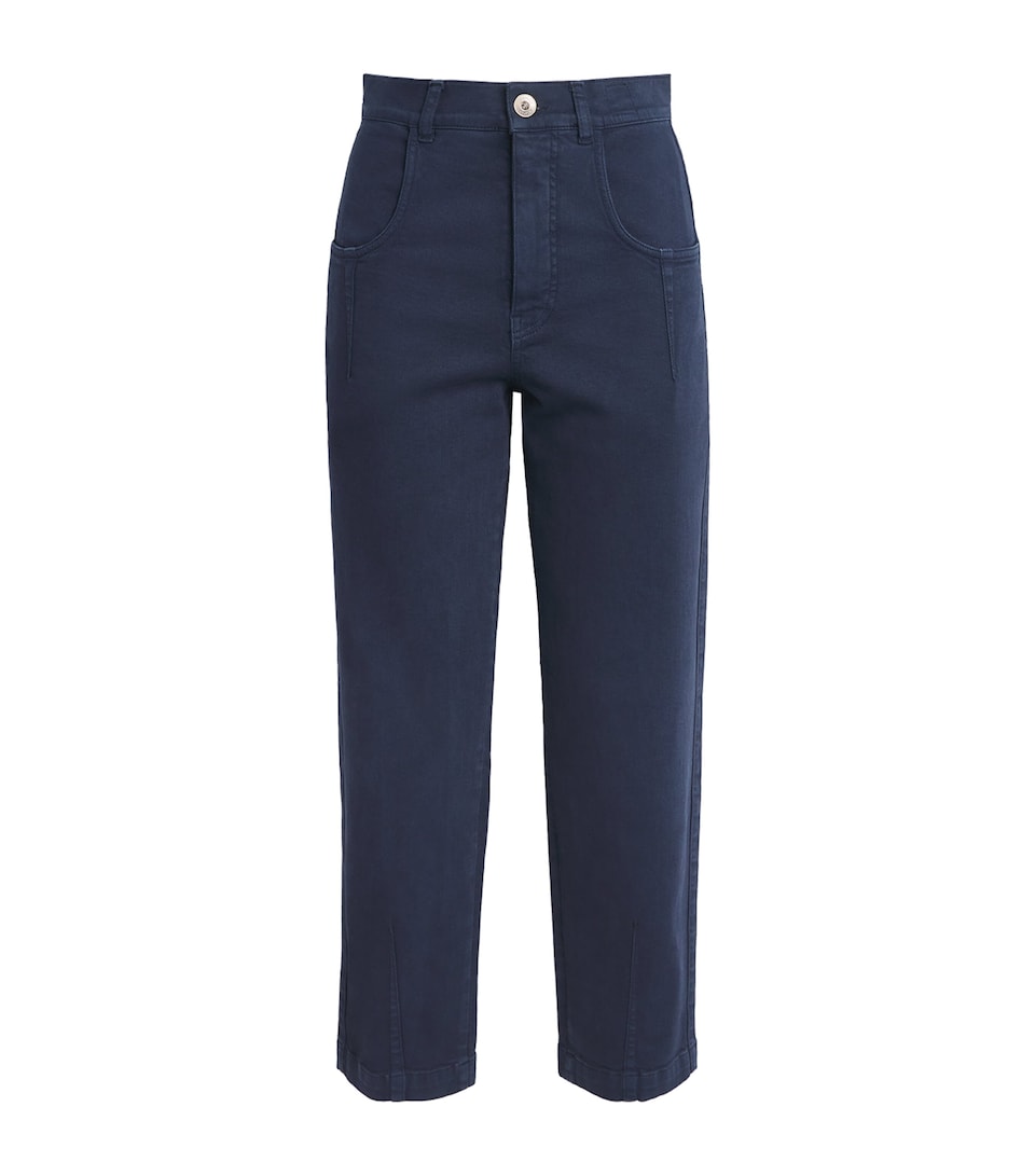Eleventy Womens Stretch-Denim Cropped Trousers Blu