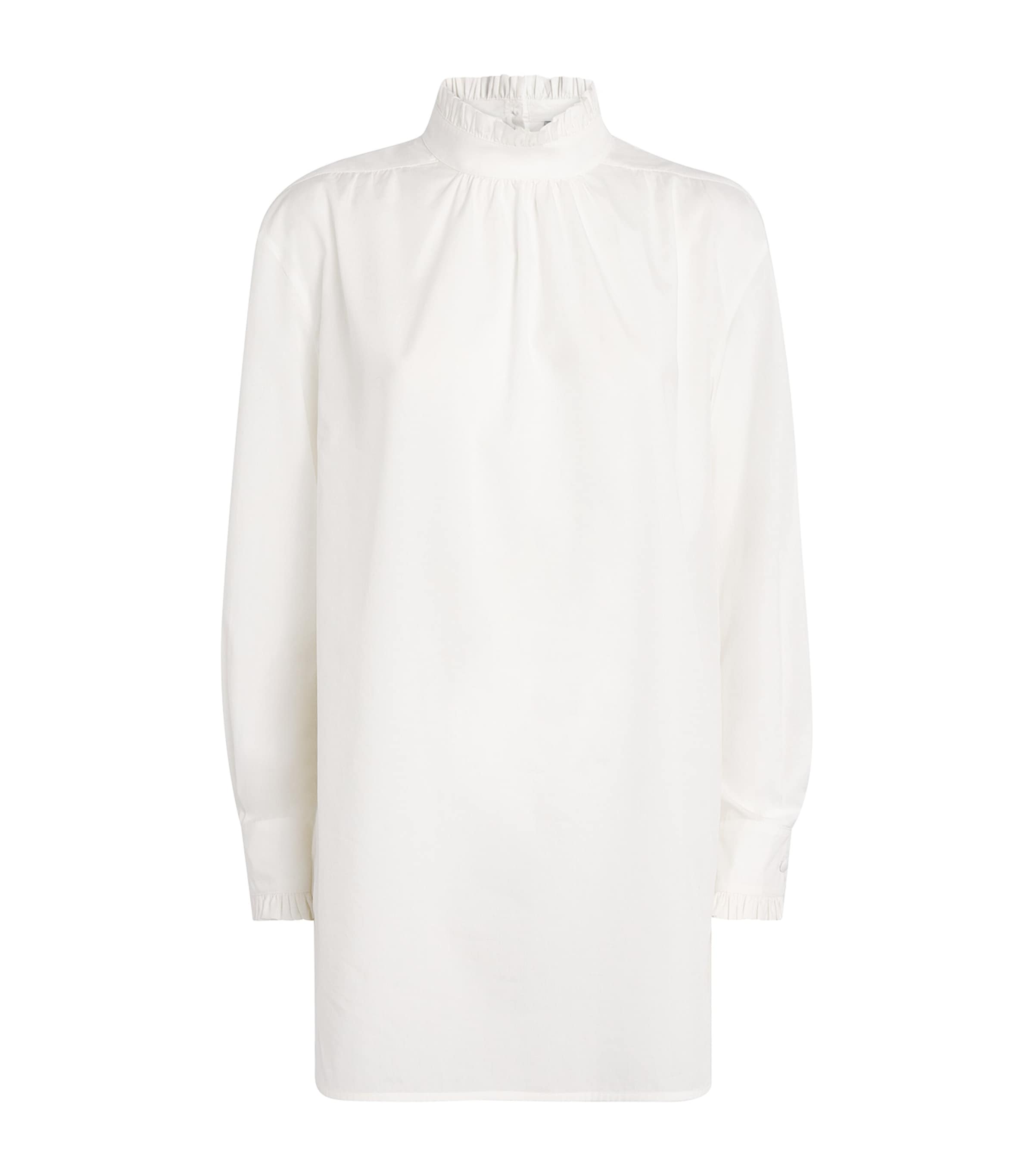 Cotton Ruffle-Neck Shirt