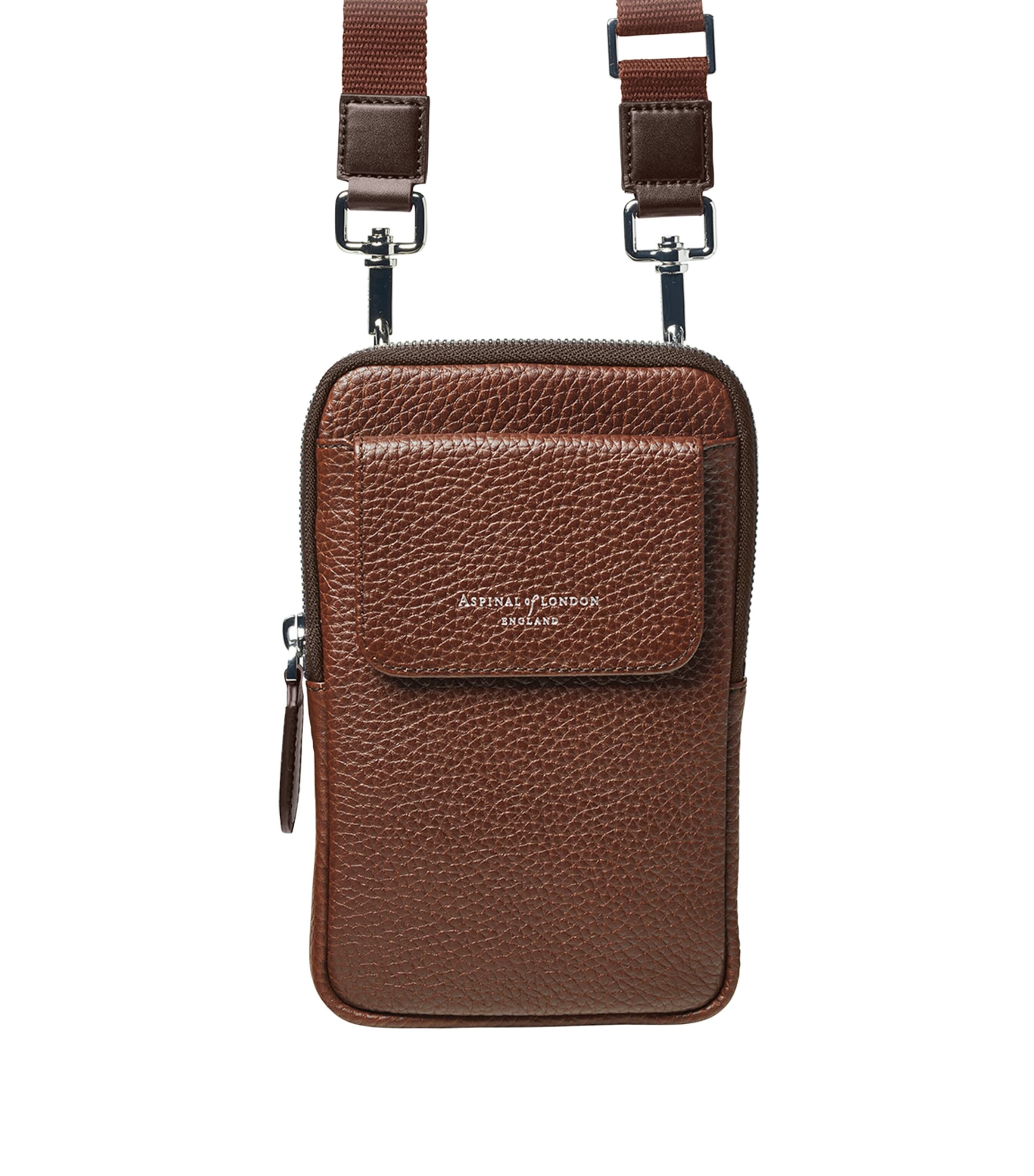 Aspinal Of London Leather Cross-Body Phone Pouch Tobacco