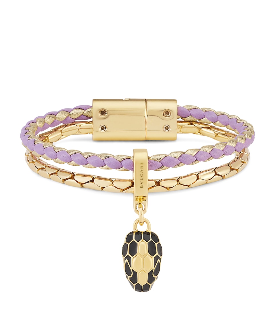 Bvlgari Small Leather Serpenti Forever Bracelet Fuchsia