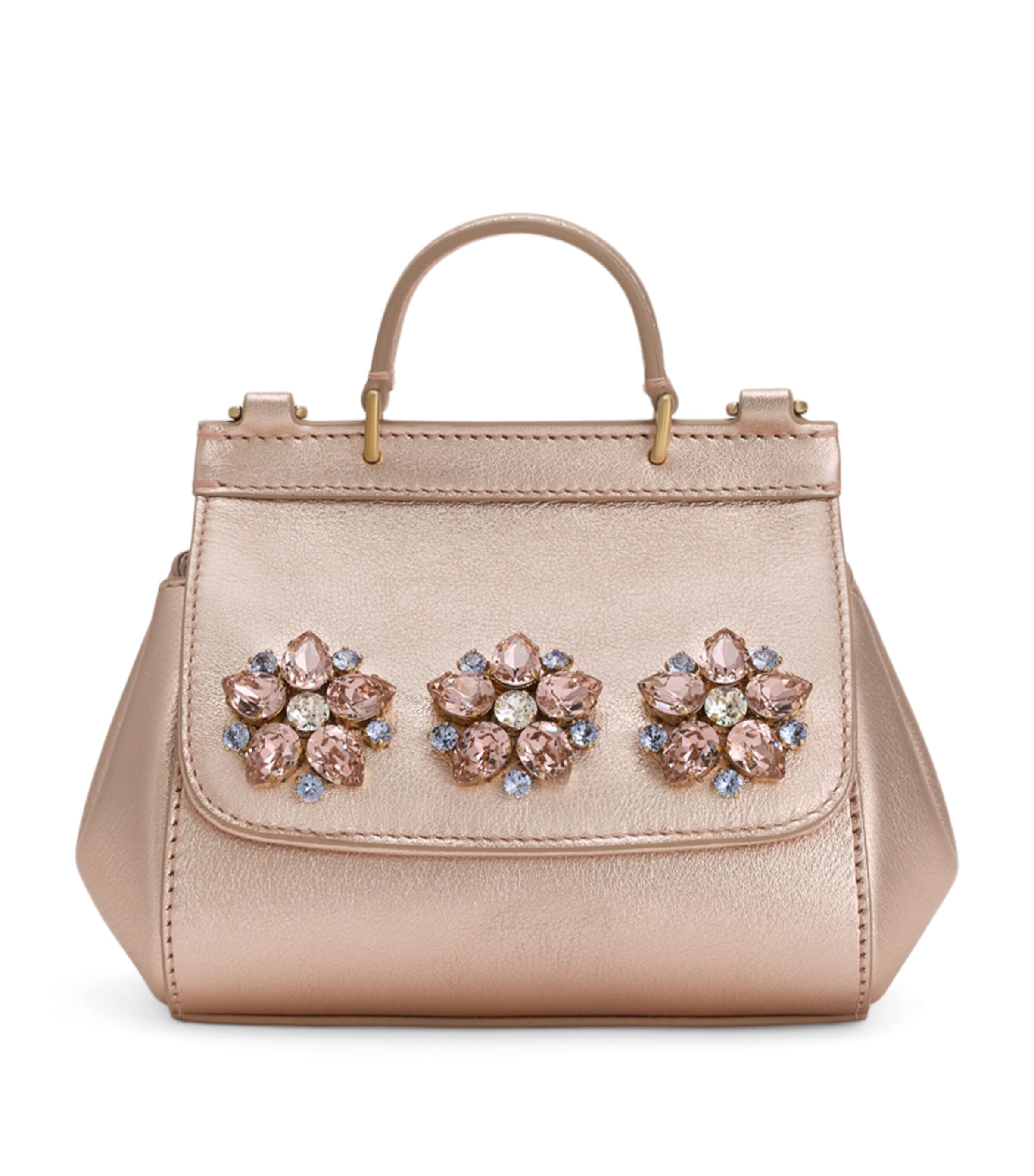 Floral-Embellished Sicily Top-Handle Bag
