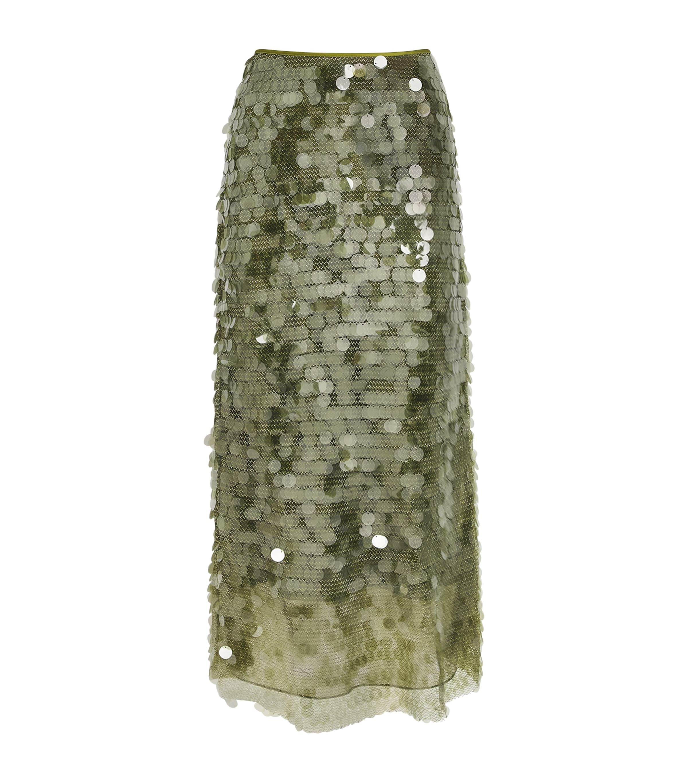 Cinq A Sept Womens Sequin Calista Midi Skirt Kelp Forest