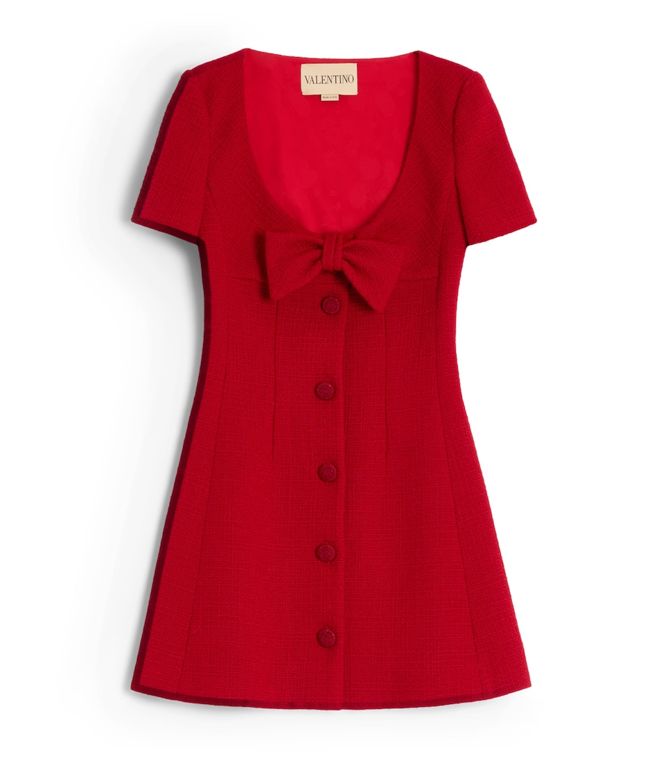Virgin Wool Bow-Detail Mini Dress