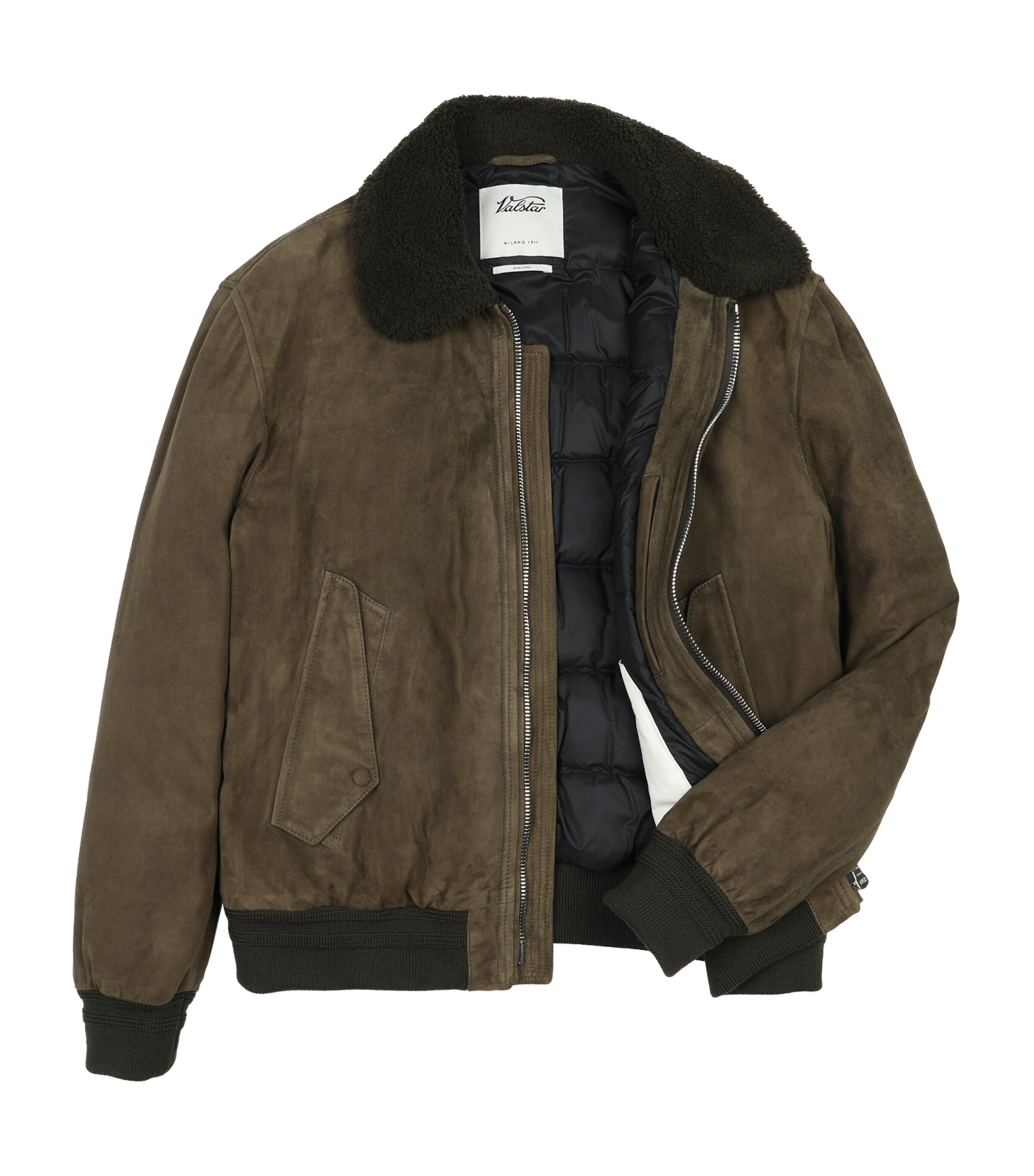 Suede Down-Padded Aviator Jacket