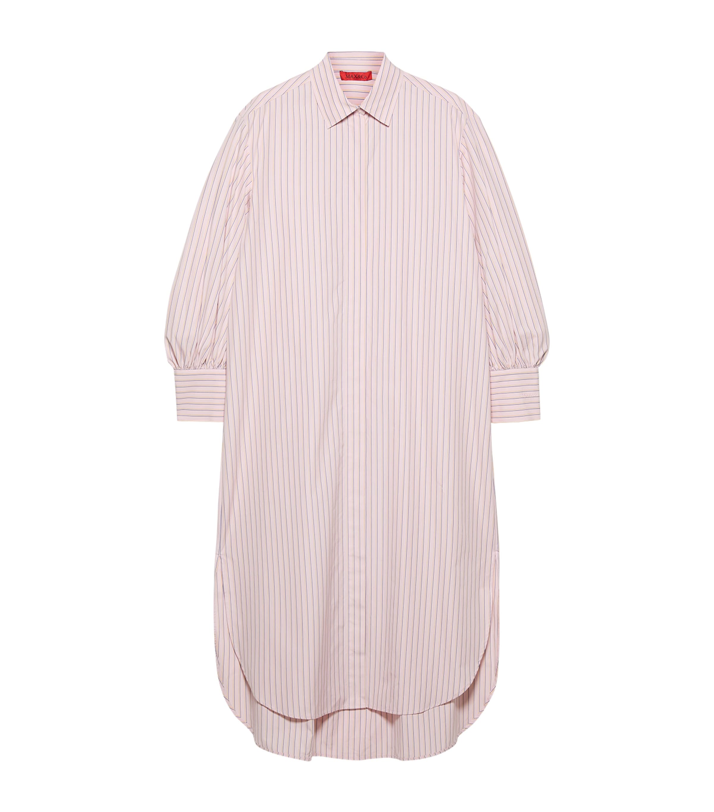 MAX&Co. Womens Cotton Pinstripe Shirt Dress Powder