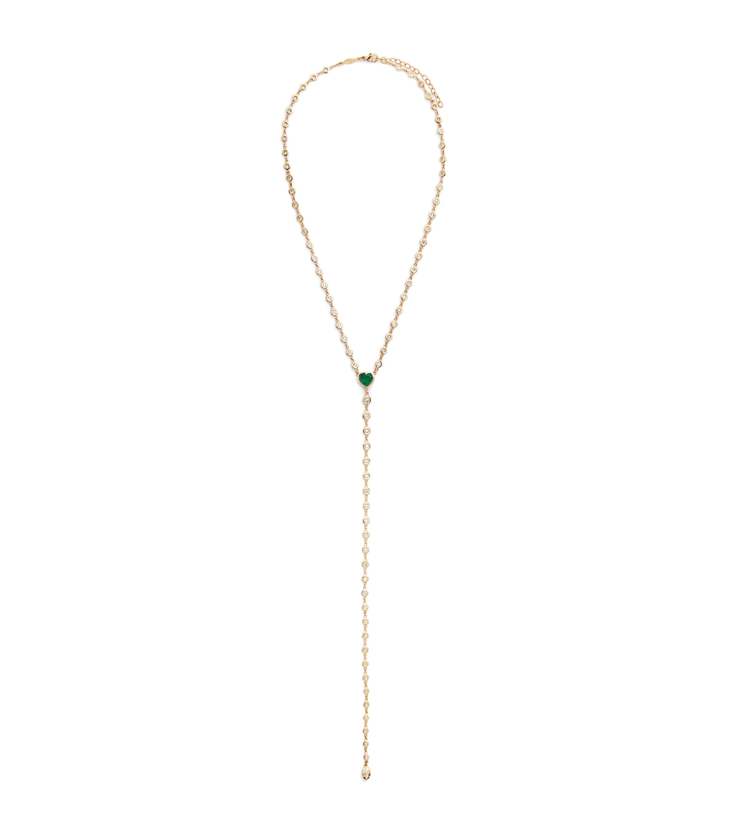 Yellow Gold, Diamond and Emerald Sophia Necklace