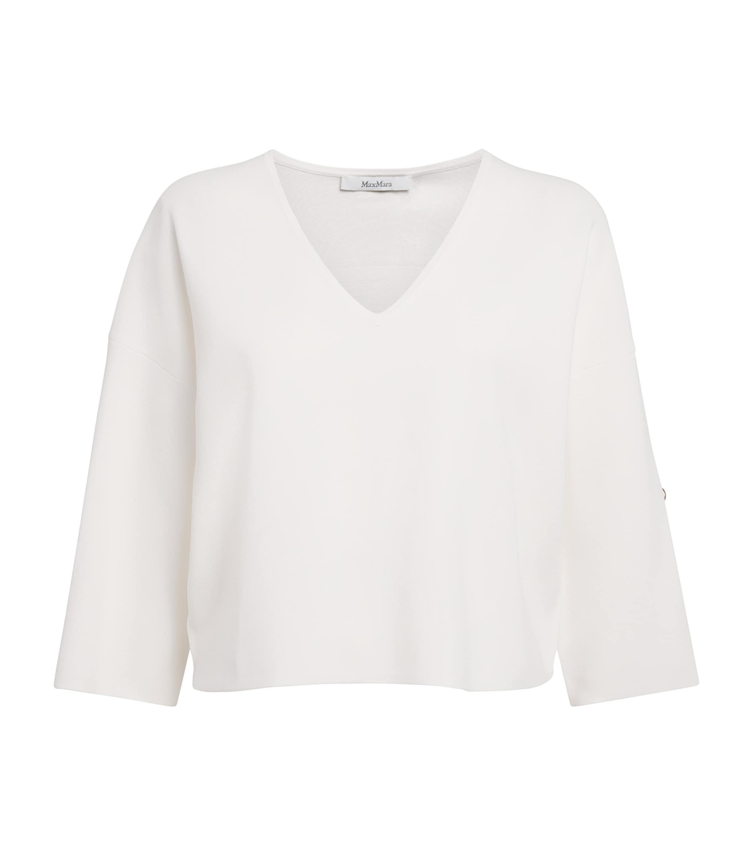 Max Mara Womens V-Neck Top White