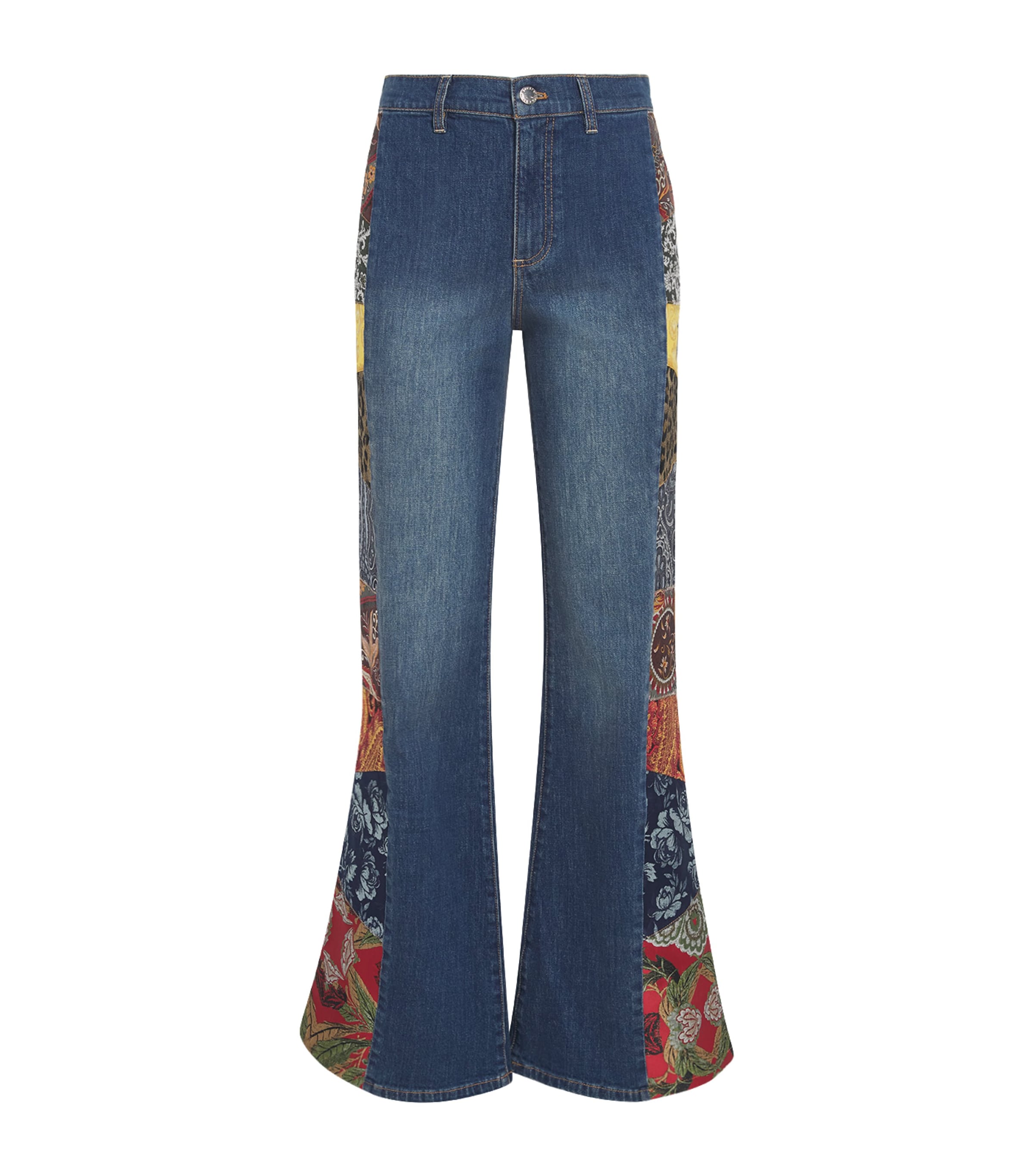 Alice+Olivia Womens Stretch-Denim Patchwork Flare SB Jeans Geor Vnt Blu/ml