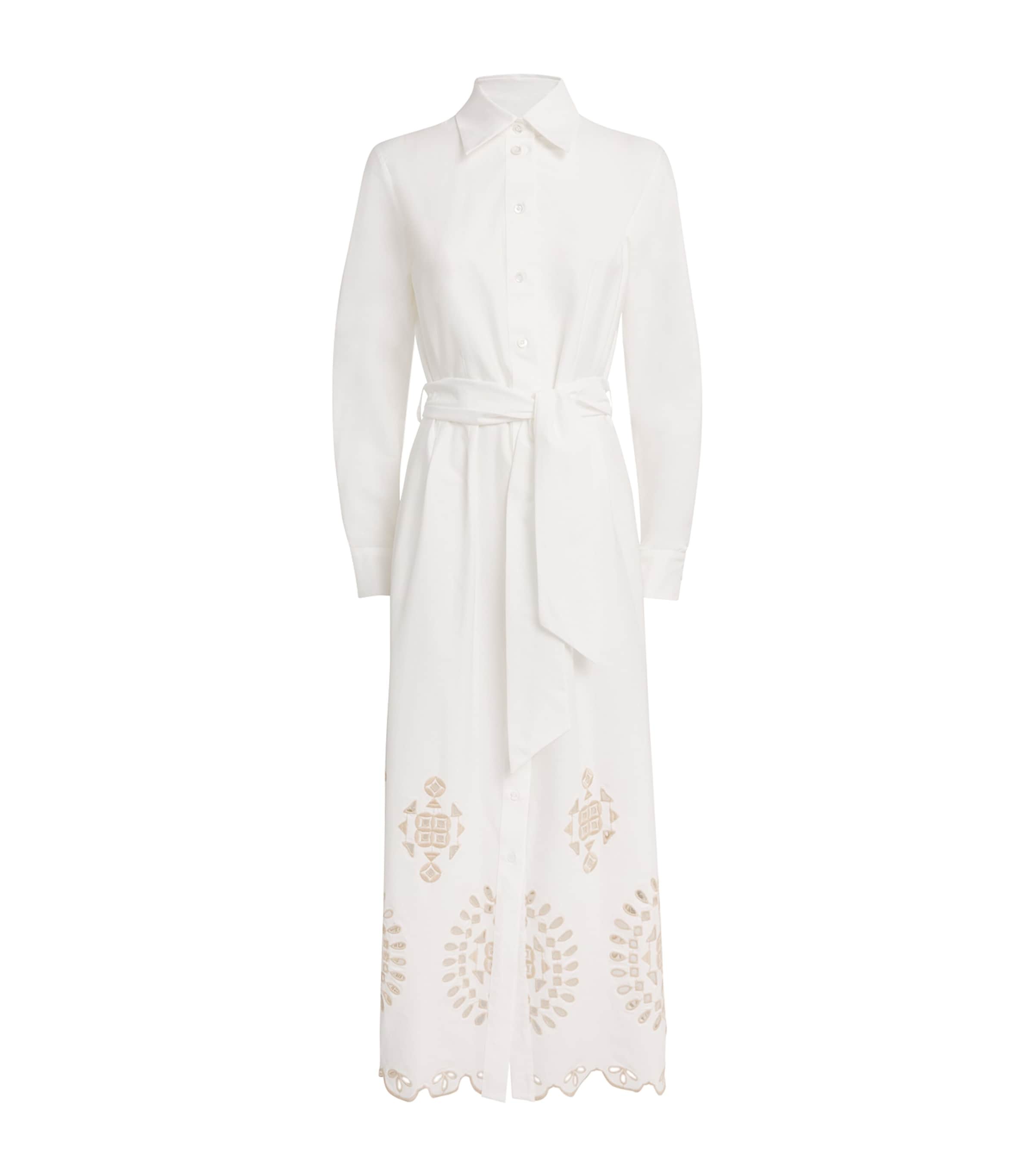 Stretch-Cotton Embroidered Maxi Dress