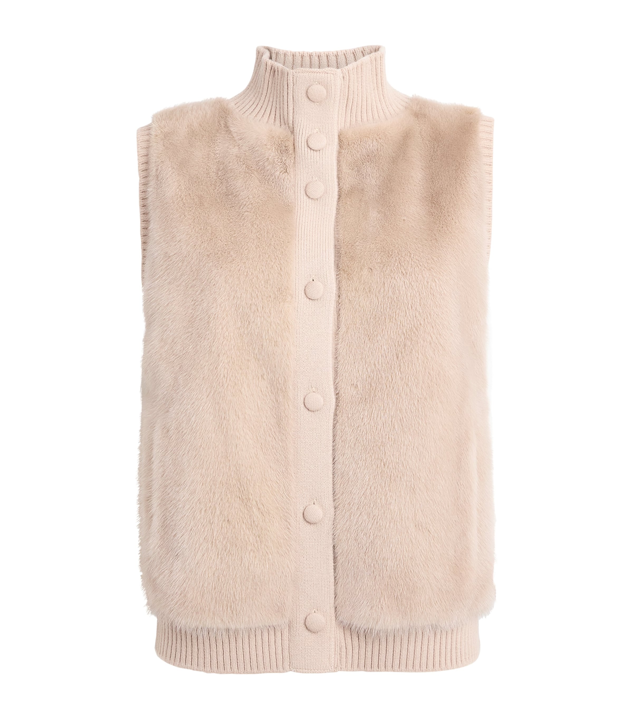 Yves Salomon Womens Wool-Blend Mink Front Gilet