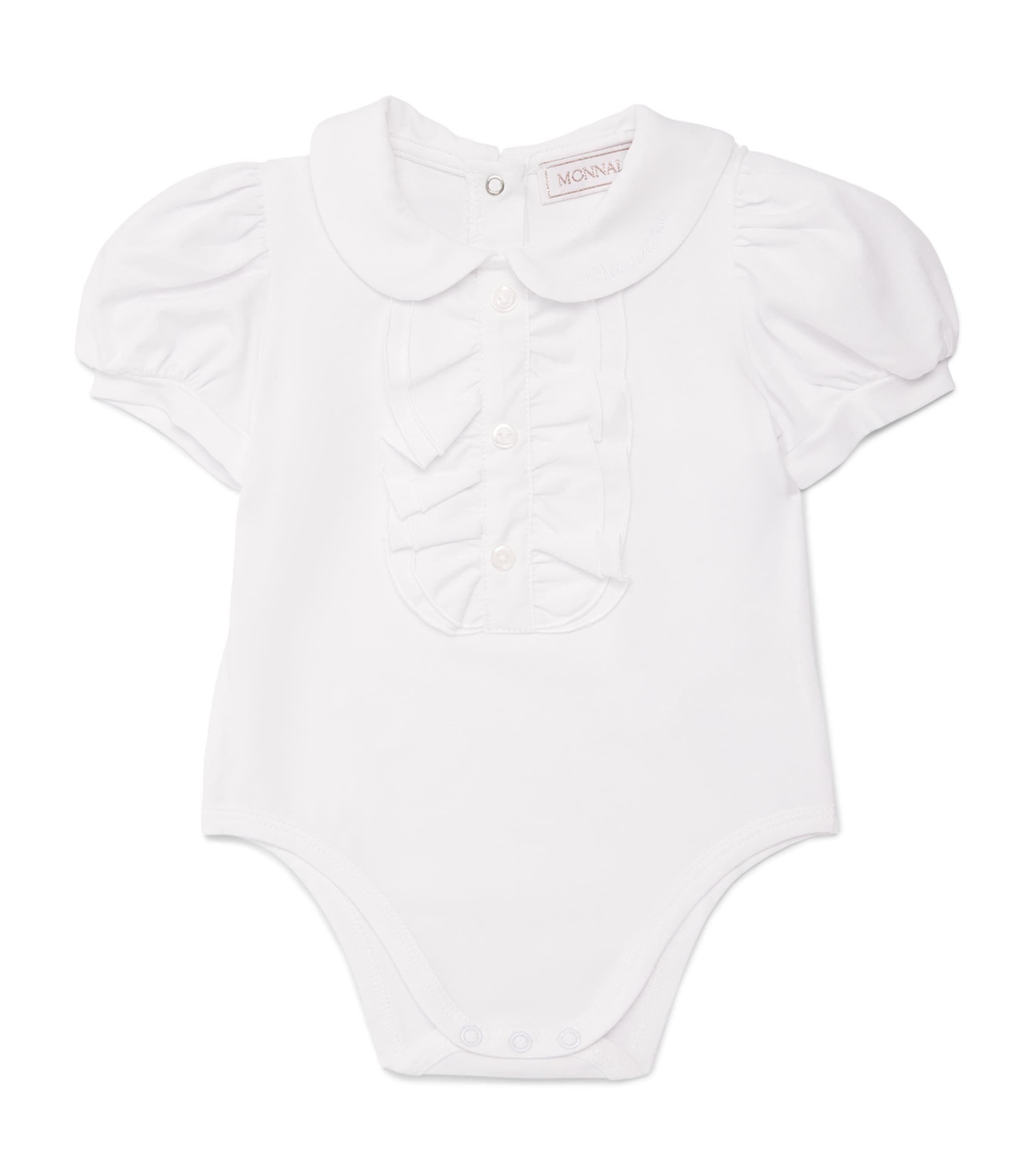 Monnalisa Stretch-Cotton Frill Bodysuit (3-36 Months) Optical White