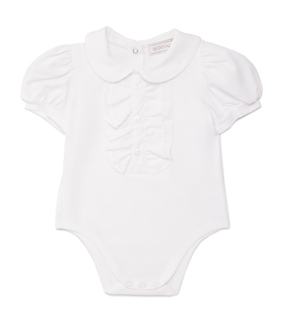 Monnalisa Stretch-Cotton Frill Bodysuit (3-36 Months) Optical White
