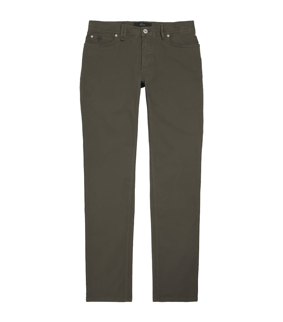 Brioni Mens Stretch-Cotton Straight Trousers