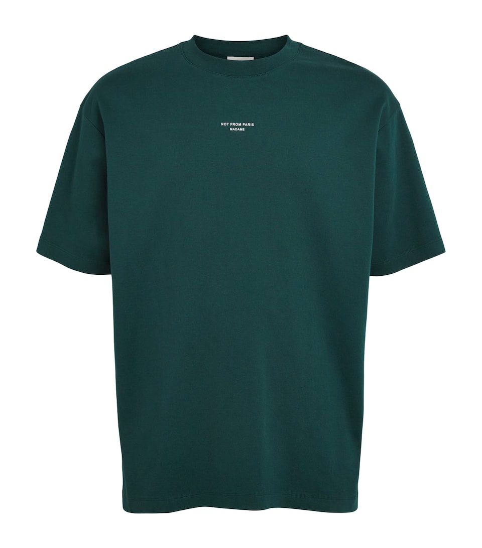 Drôle De Monsieur Mens Cotton Slogan T-Shirt Dark Green