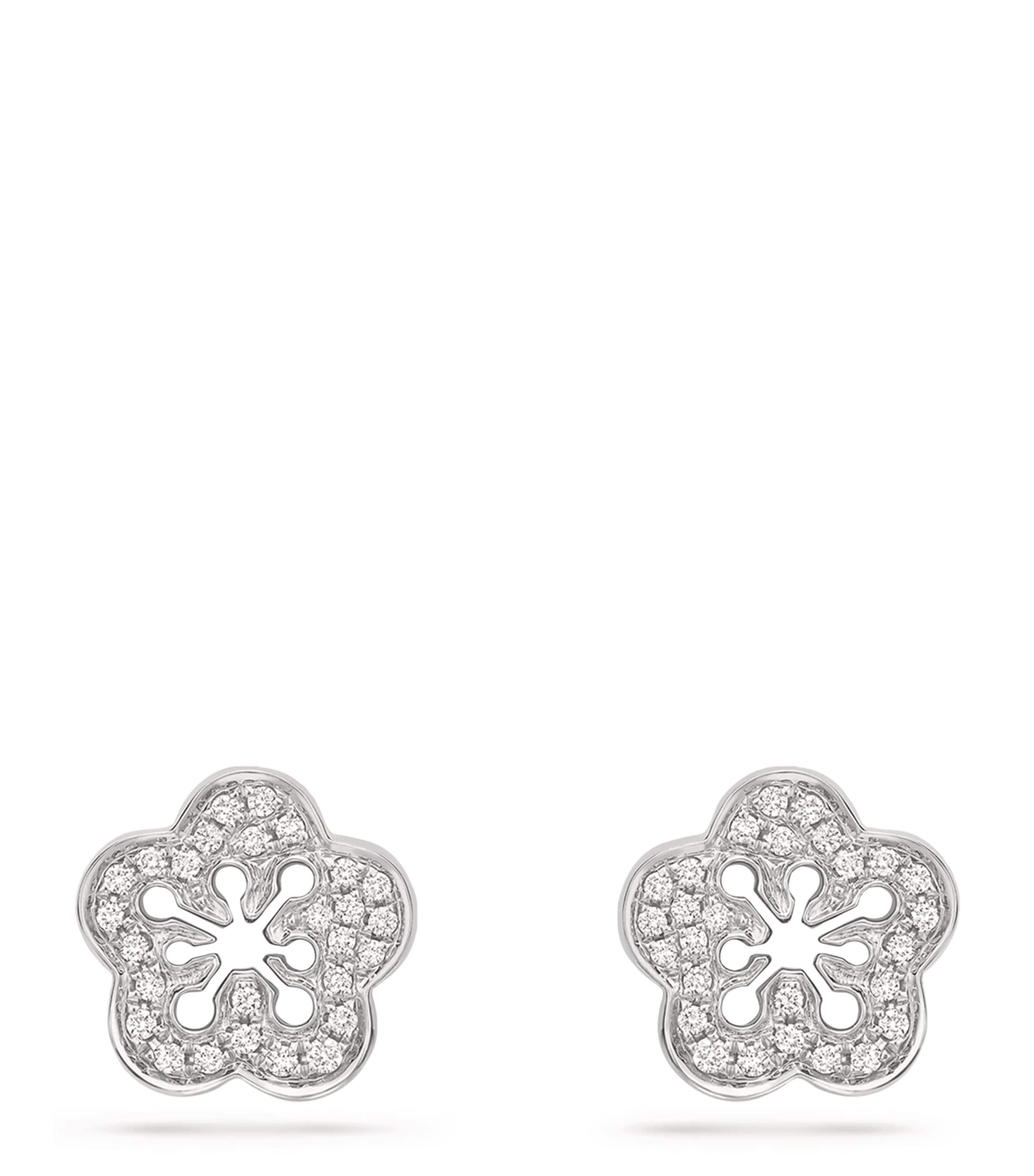 White Gold and Diamond Blossom Stud Earrings