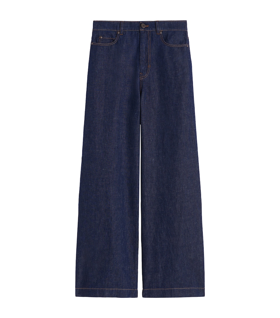 Weekend Max Mara Womens Wide-Leg Jeans Navy