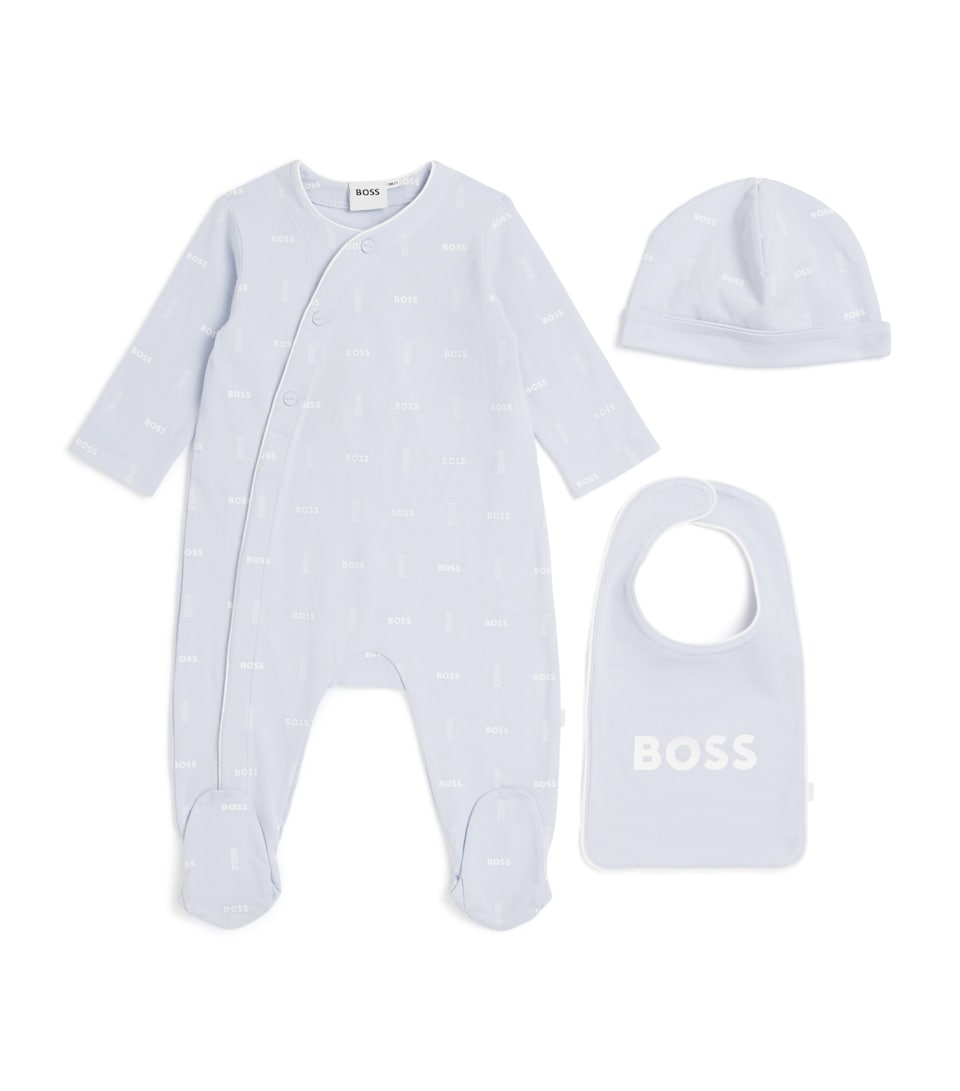 Stretch-Cotton All-In-One, Bib and Hat Set (1-18 Months)