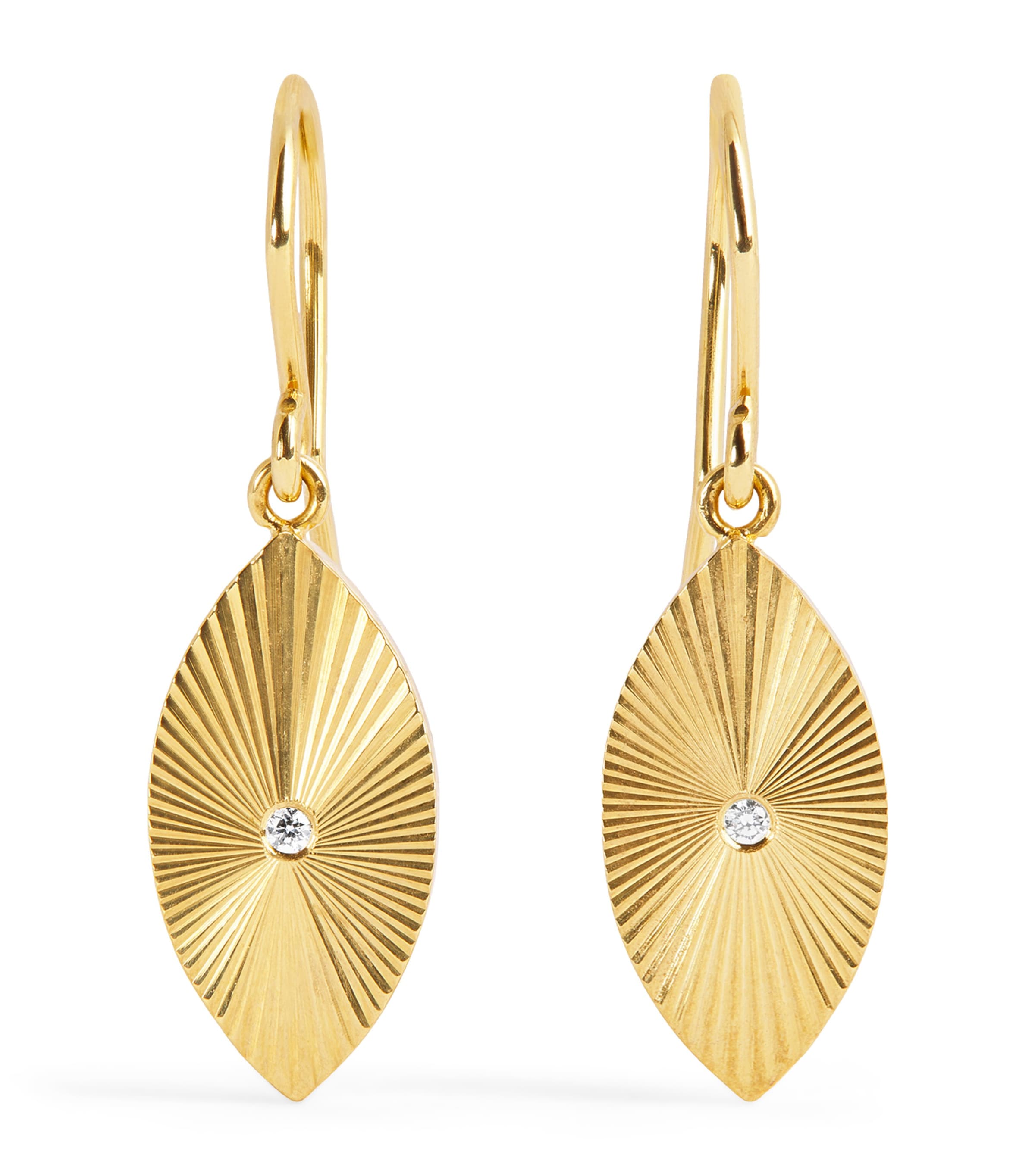 Mini Yellow Gold and Diamond 70s Evil Eye Earrings