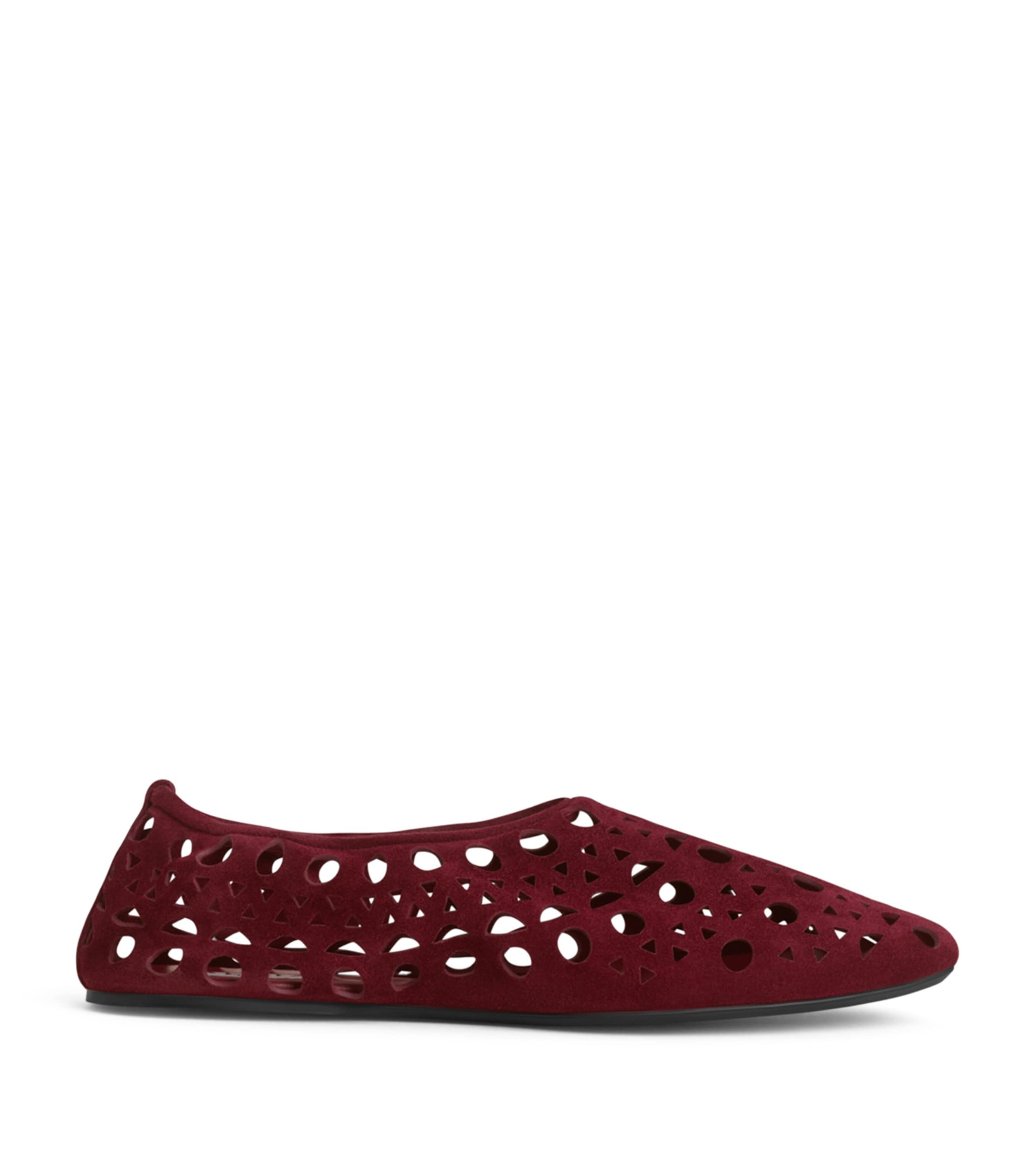 Alaïa Suede Vienne Ballet Flats Cherry