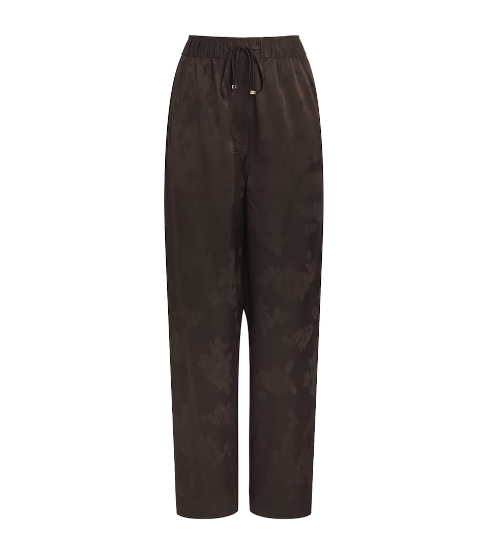 GANNI Womens Satin Jacquard Drawstring Trousers Zwx Demitasse