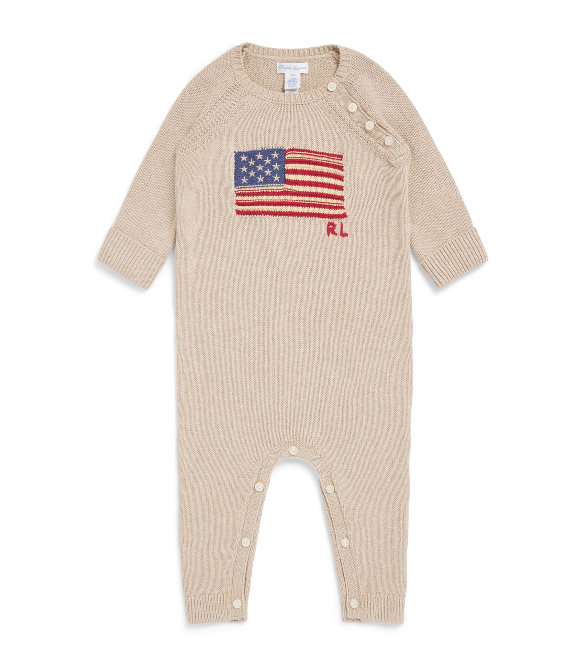 Ralph Lauren Kids American Flag Playsuit (0-12 Months) Oatmeal Multi