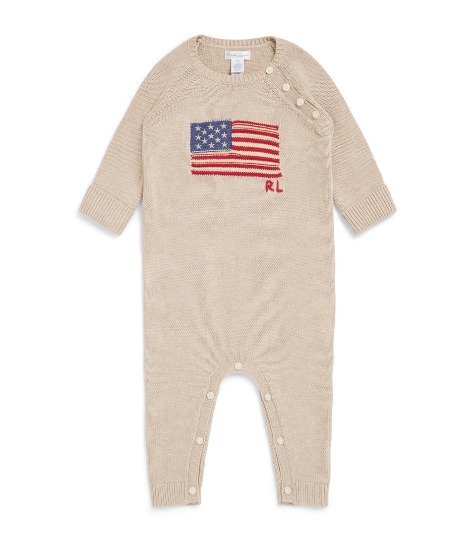 Ralph Lauren Kids American Flag Playsuit (0-12 Months) Oatmeal Multi