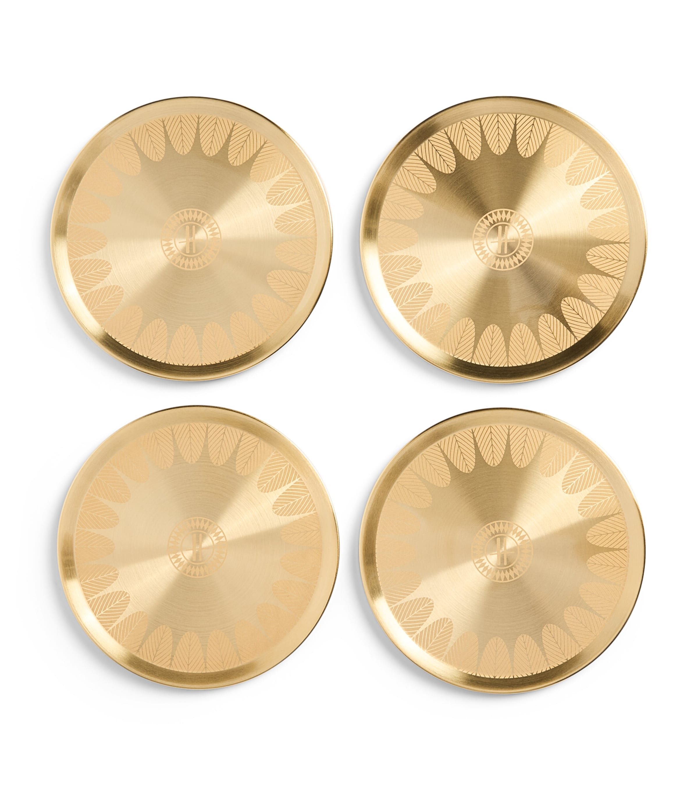 Harrods Metal Feather Coasters (Set of 4) Gold